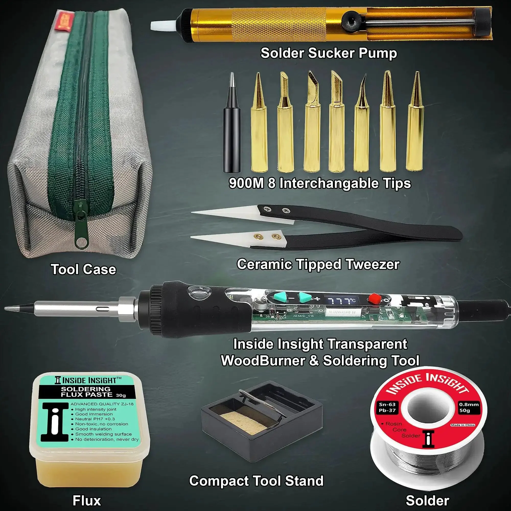 Clear Shell Soldering Iron Kit Pro Grade With 68W Power And Adjustable Temperature From 200C To 500C See Through Solder Gun Tool For Electronics STEM And DIY Projects Complete Starter Set For Beginners And Pros - Image 7