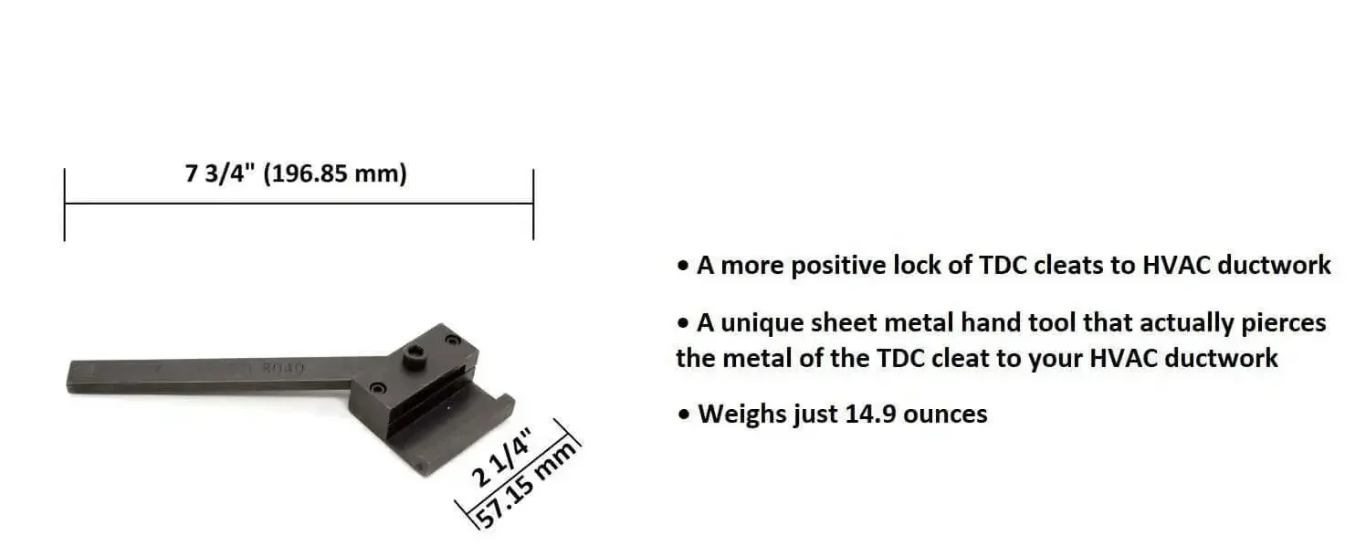 Cleat Lever Lock Tool For HVAC Duct Installations, Easy TDC Cleats Locking Device That Pierces Metal For Solid Duct Connections, Lightweight Go To Duct Tool Weighs About One Pound, Quick And Simple To Use - Image 4