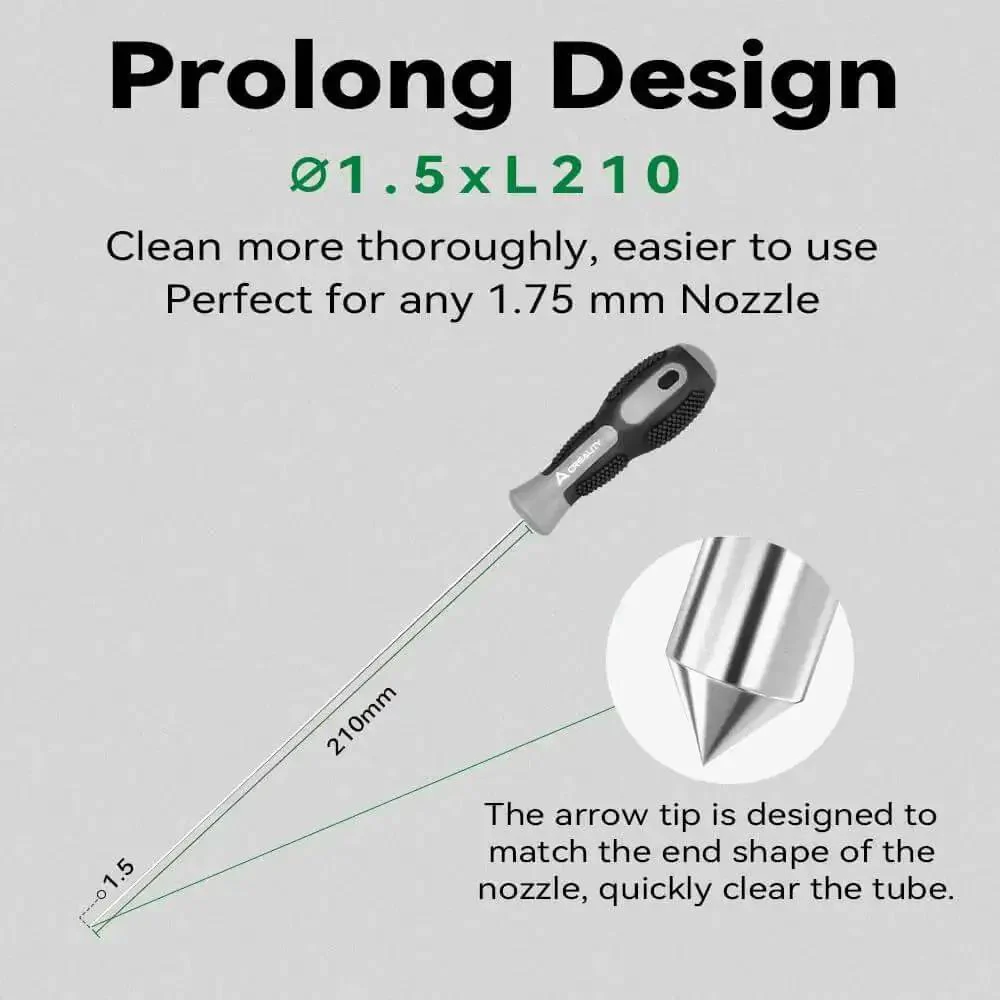 Clog Poke 3D Printer Nozzle Cleaning Kit for 1.75mm Filament Nozzles with 1.5mm Arrow Tip Needle Heavy Duty Steel Pro Grade Cleaning Hotend No Disassembly Needed Fits Most FDM 3D Printers - Image 5
