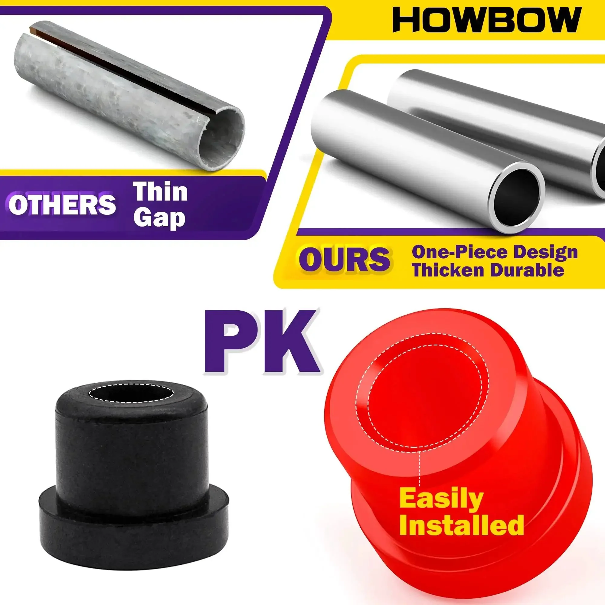 Club Car Front And Rear Leaf Spring Bushing Kit For Golf Cart With Durable Polyurethane Bushings And Sleeves 1981 And Up DS Beefed Up Red Suspension Shackle Parts OE Replaces 1012303 1015583 - Image 6