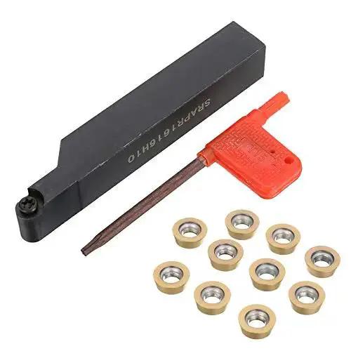 CNC Face Milling External Lathe Blade Holder And Boring Tool Kit With SRAPR1616H10 10 Piece RPMT10T3MO Carbide Inserts And Wrench DZ12 For Pro Grade Precision Machining - Image 4