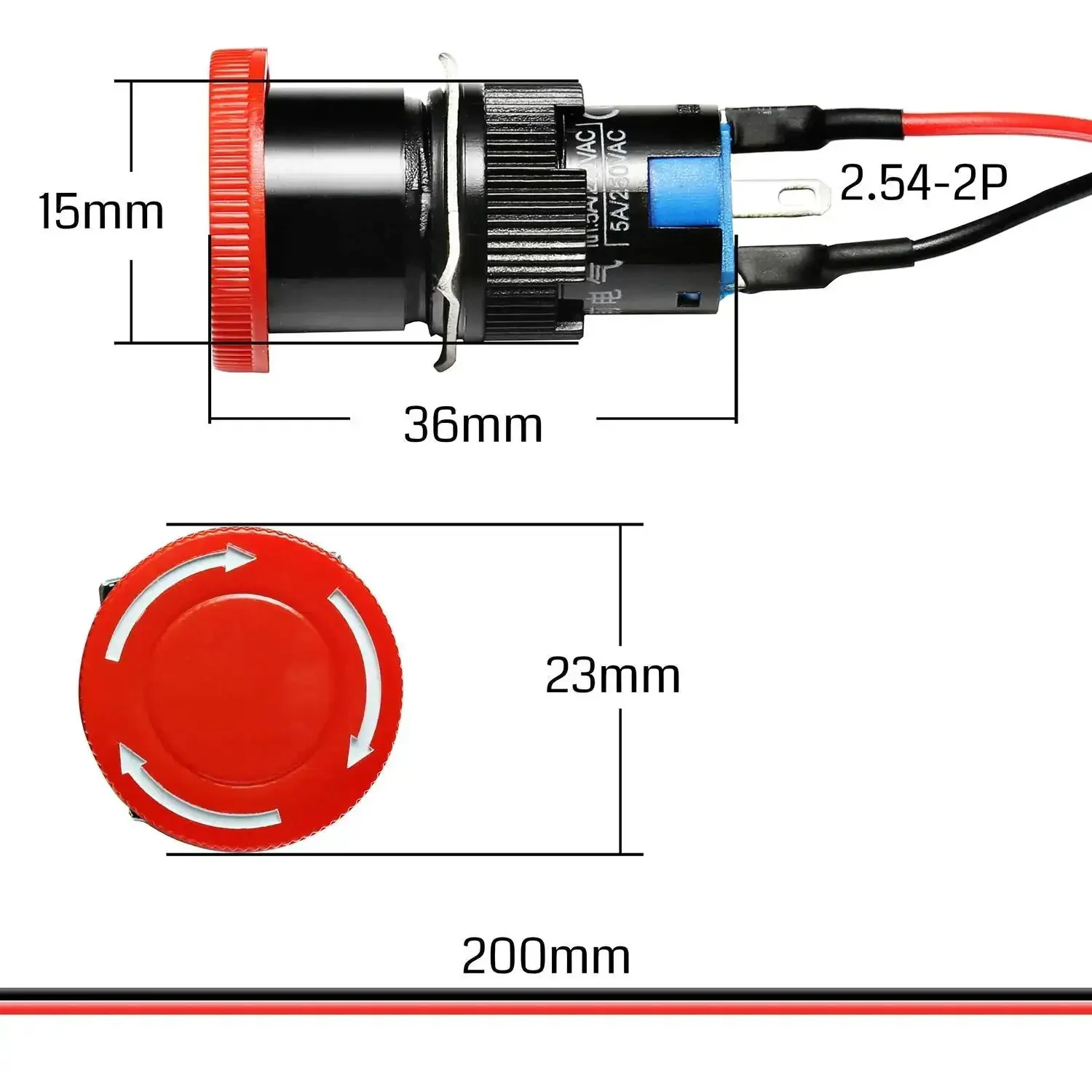 CNC Router Emergency Stop Push Button for 3018 MX3 and 3018 PROVer, Push to Stop and Lock, Software Reset, Compact Easy Install Safety Button, 250V AC 5A, 20cm Cable, 2P Connector - Image 5