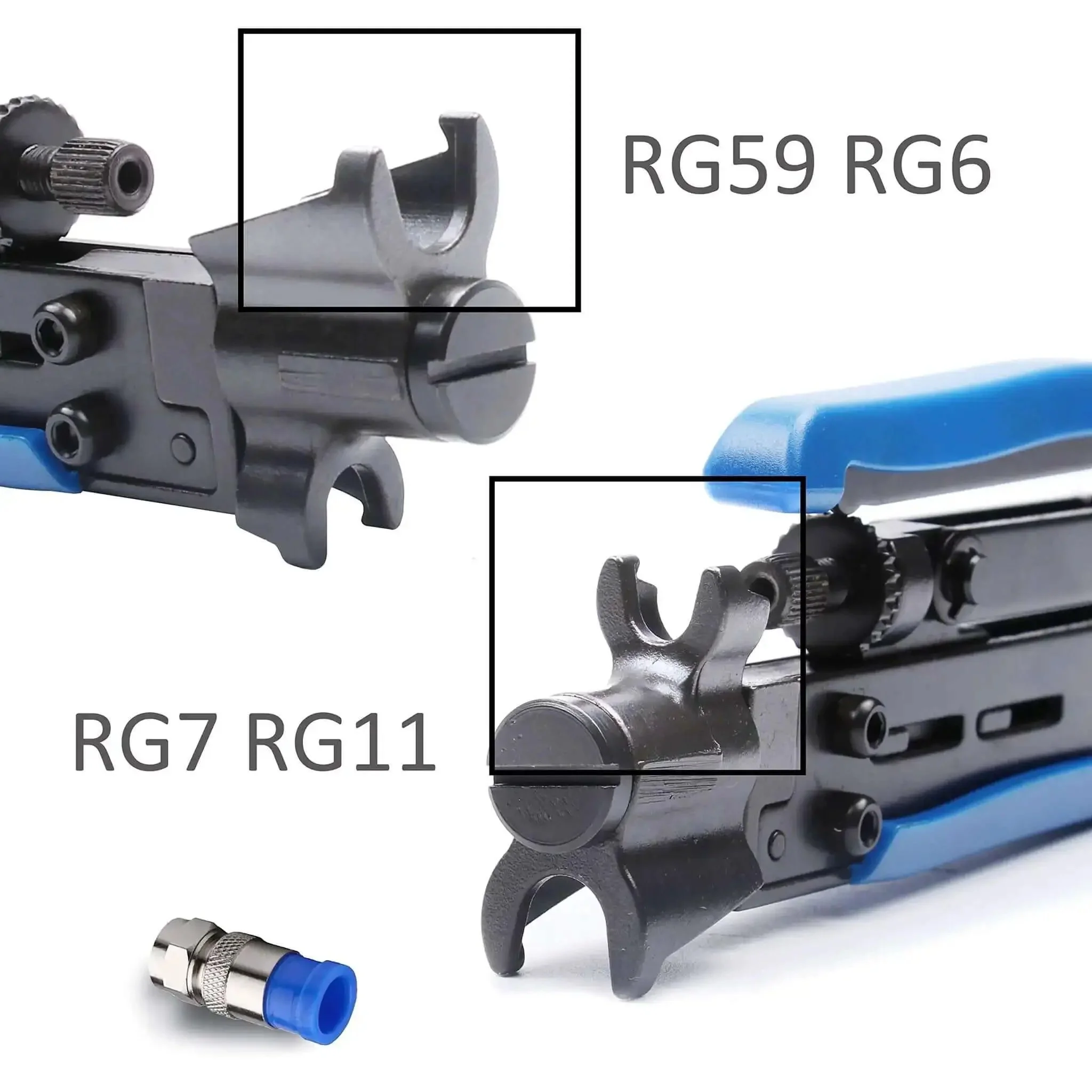Coax Cable Crimping And Stripping Kit For RG6 RG59 RG11 Coaxial Cables With Adjustable Stripping Blade And 75-5 And 75-7 F Head Connectors Anti Slip Handle Durable Easy To Use Compression Tool For Pros And DIY Home Setups - Image 5
