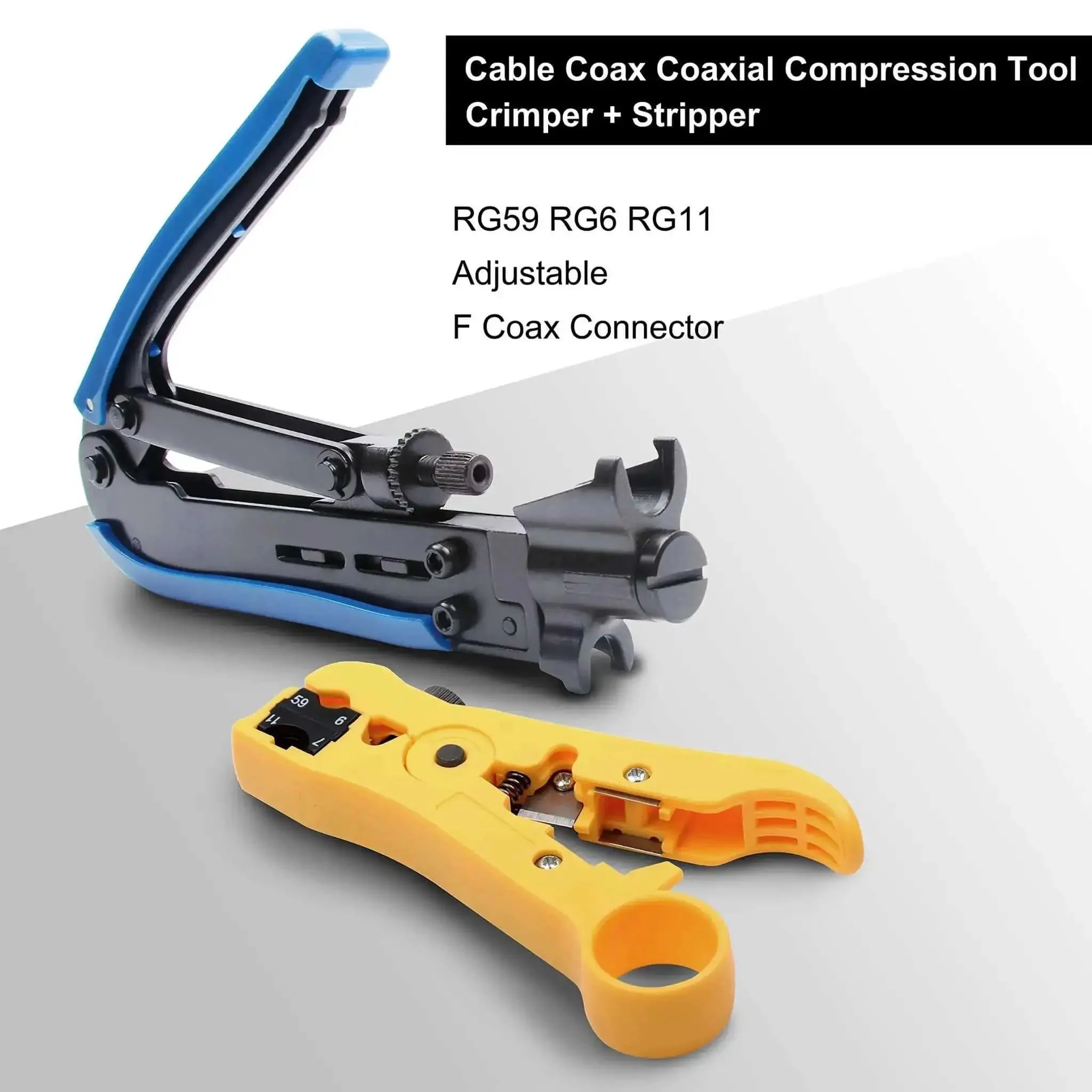 Coax Cable Crimping And Stripping Kit For RG6 RG59 RG11 Coaxial Cables With Adjustable Stripping Blade And 75-5 And 75-7 F Head Connectors Anti Slip Handle Durable Easy To Use Compression Tool For Pros And DIY Home Setups - Image 6