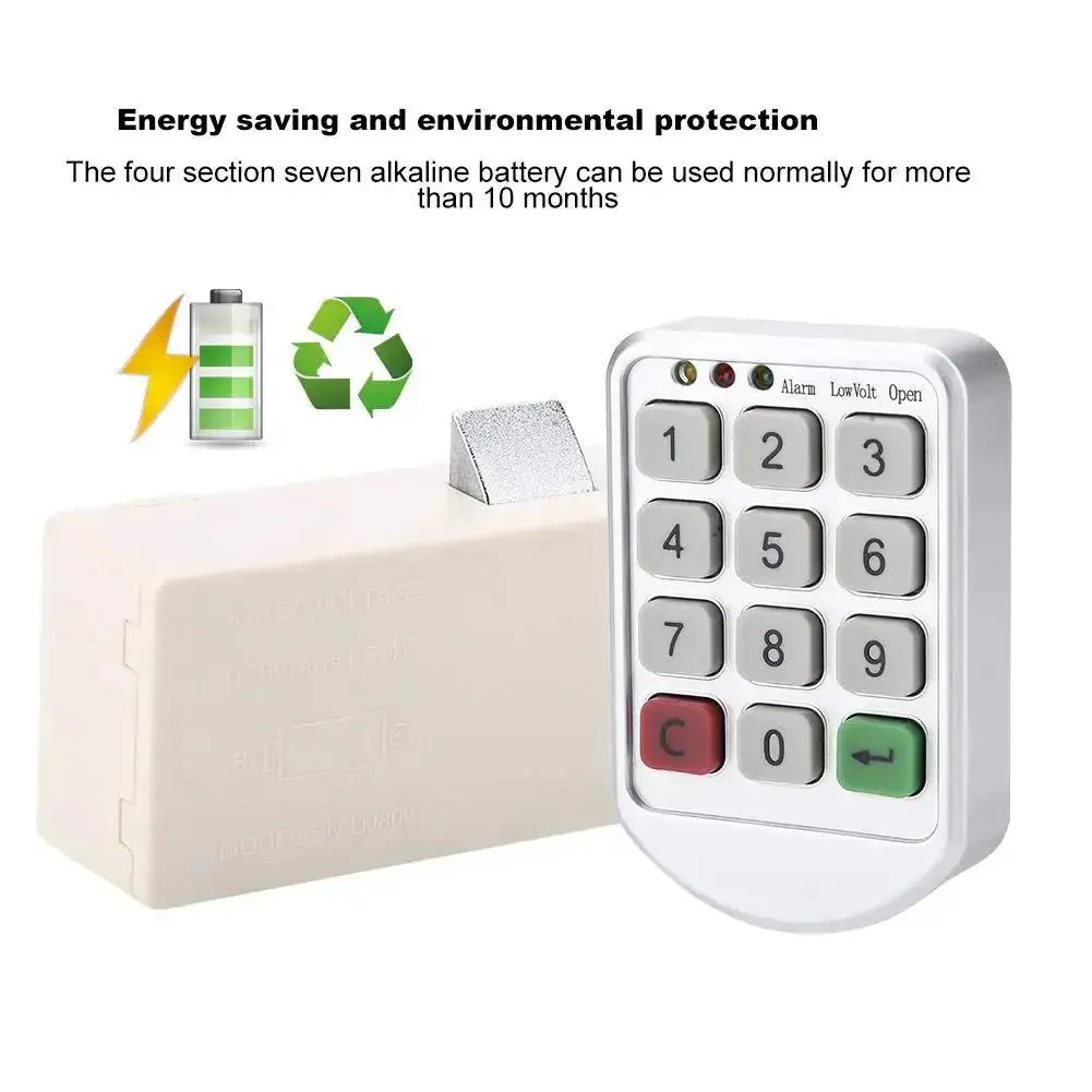 Code Lock Keypad Cabinet Lock With ABS Plastic Panel, Supports Temporary Or Fixed Passwords, Perfect For Lockers, Office Drawers, Saunas, Mobile Cabinets And Storage, Easy No Fuss Install With Long Battery Life - Image 6