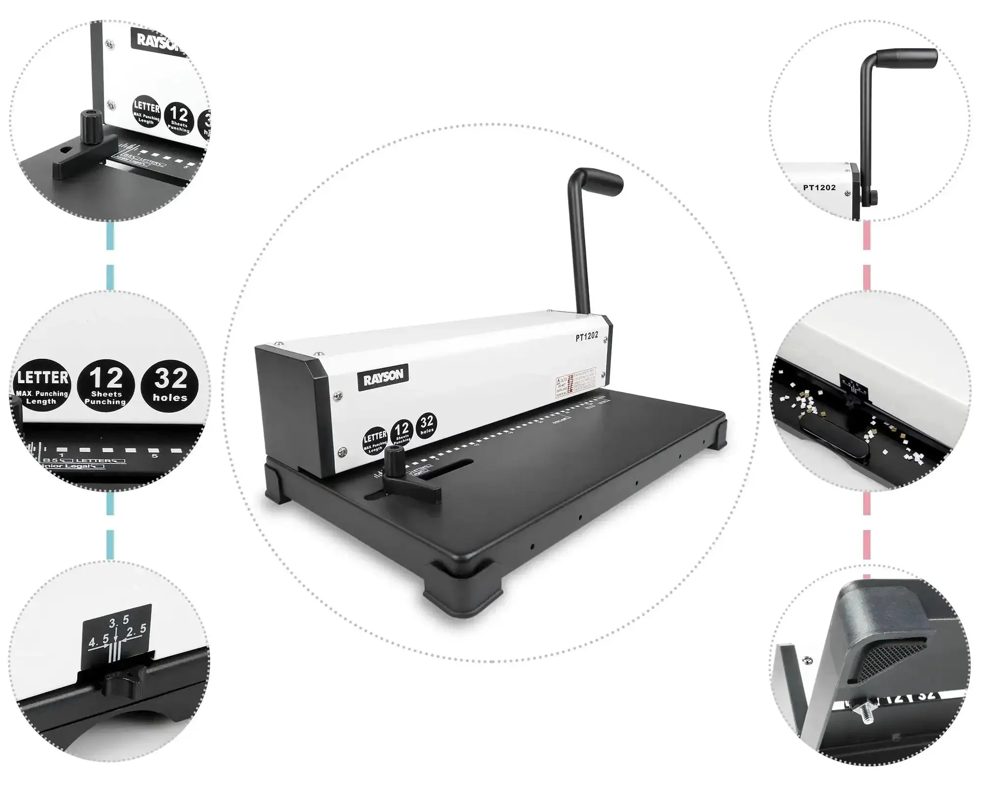 Coil Binding Machine For 3 To 1 Pitch With 32 Hole Punch, Perfect For Spiral And Click Binding Spines, Punches 12 Sheets At A Time, Built Tough Workhorse For Home Office Projects - Image 6