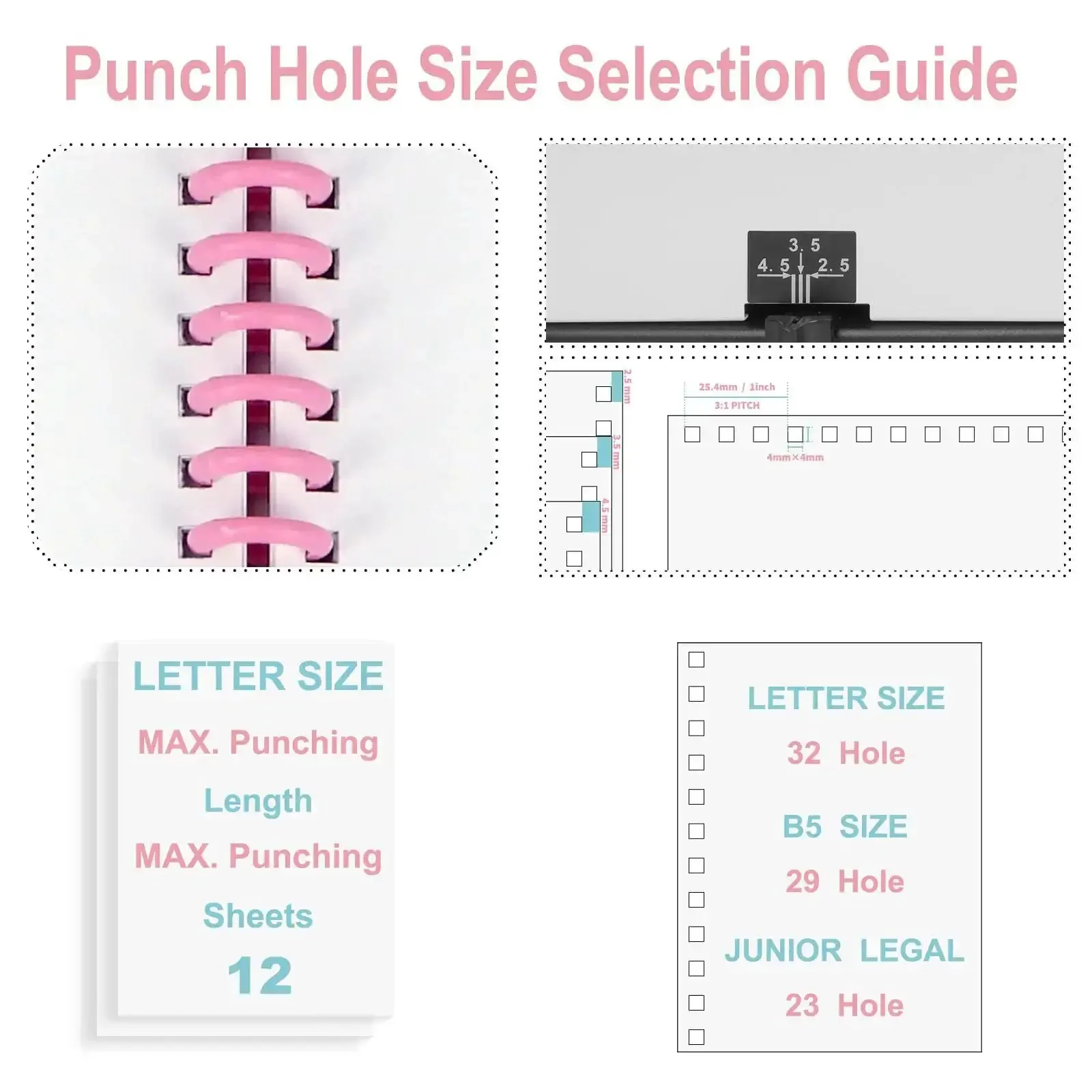Coil Binding Machine For 3 To 1 Pitch With 32 Hole Punch, Perfect For Spiral And Click Binding Spines, Punches 12 Sheets At A Time, Built Tough Workhorse For Home Office Projects - Image 7