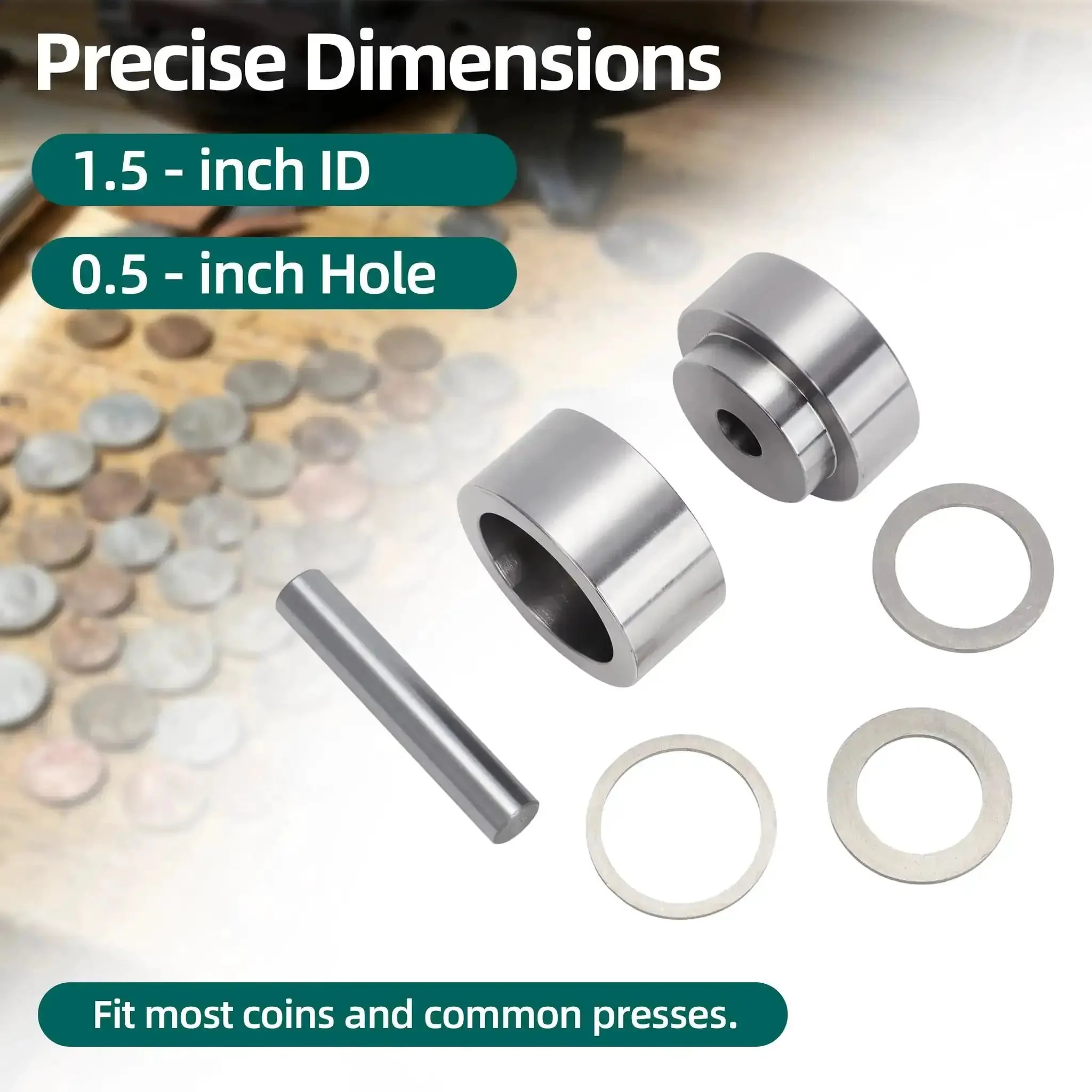 Coin Ring Making Kit With Four Piece Punch And Die Set Self-Centering Metal Hole Punch Tool Kit For Jewelry Crafting Pro Diy Ring Projects Centered Holes In Coins Leather And Metal - Image 6