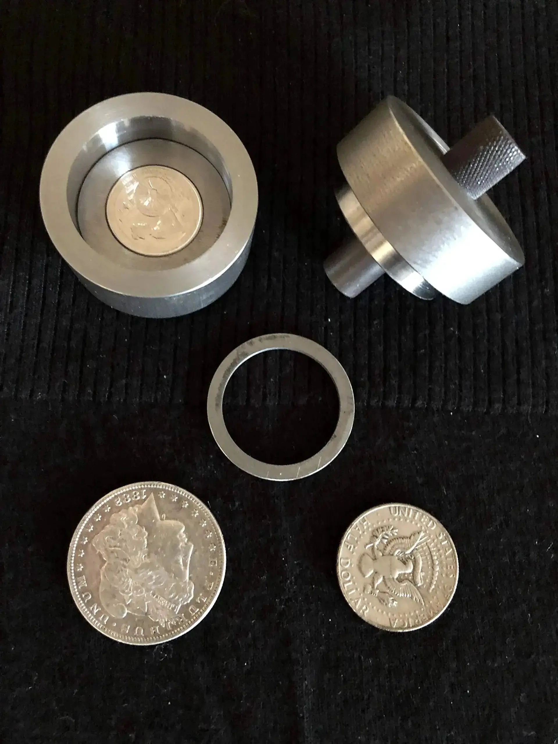Coin Ring Puncher And Spacer Set With Four Gold Tone Punches For Jewelry Making Tools Self Centering Ring Making Kit Made In The USA No Fuss To Use For Creating Coin Ring Blanks And Metal Hole Punch Dies - Image 2