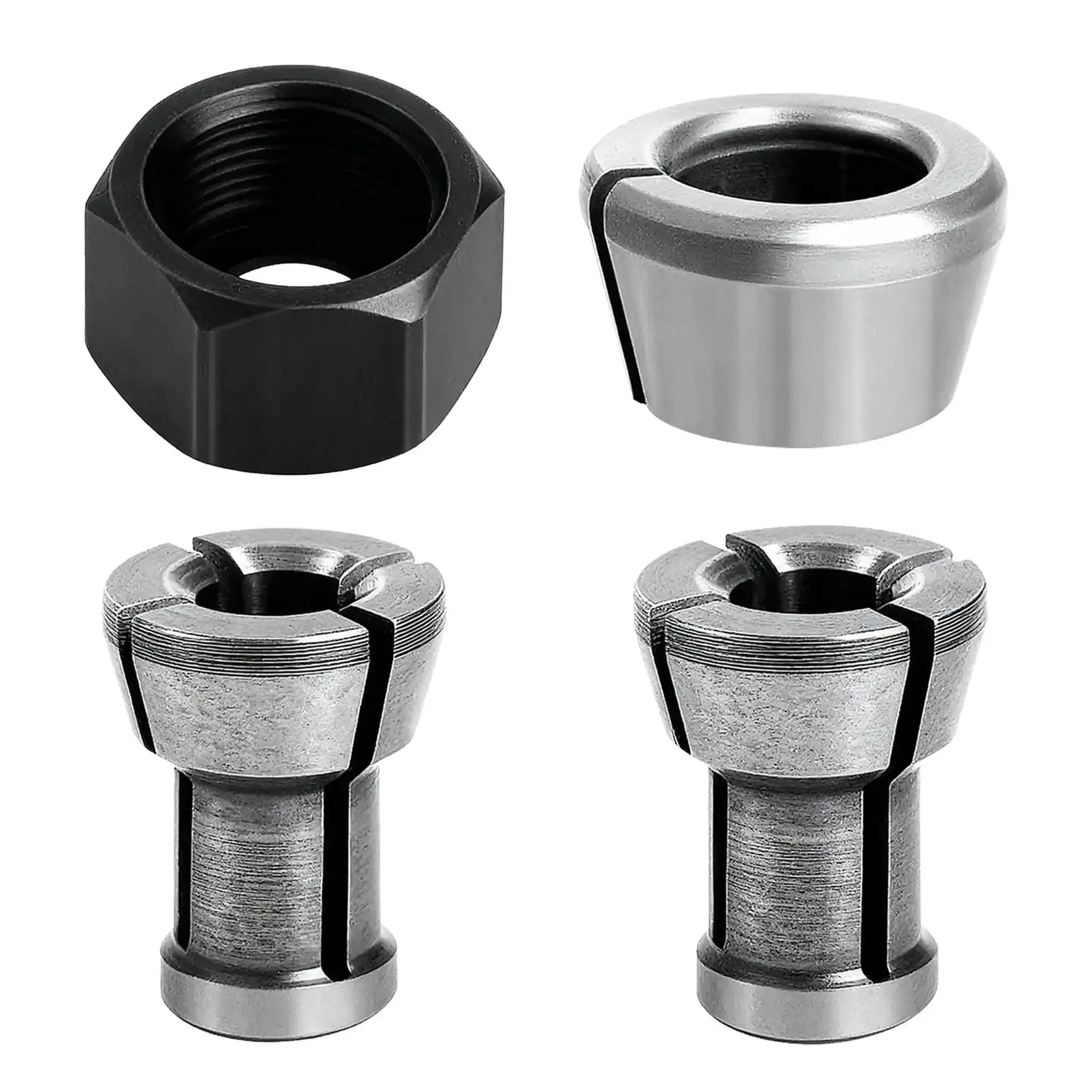 Collet Nut Kit Replacement For Makita Tools Fits One Quarter Inch And 6mm Collets Replaces 763637-1 763636-3 Direct Fit For RP0900 RT0700C RT001G RT0701C RT0702C RP2301FCXK DRT50Z DRT50 MT361
