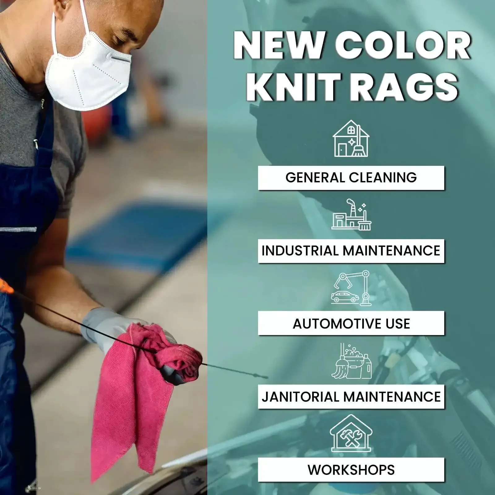 Color Knit Cleaning Rags 25 Lb Box Multipurpose Cotton T Shirt Rags For Auto Shops Workshops Mechanics Painters And Home Use Low Lint Absorbent For Oil Spills And General Cleaning - Image 5