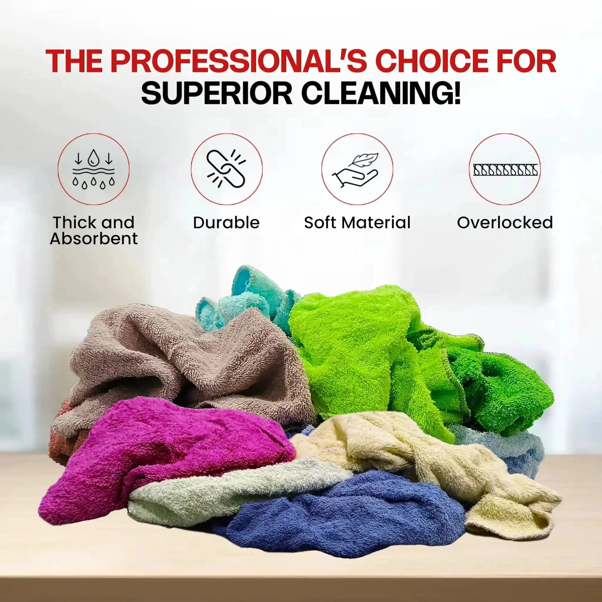Color Terry Cloth Rags 5 Lb Compressed Box Super Absorbent Cotton Towels For Garage, Shop, Industrial Use And Housekeeping Bulk Cleaning Rags Multi Purpose Great For Drying, Wiping, Grime Busting And Heavy Duty Cleanup - Image 7