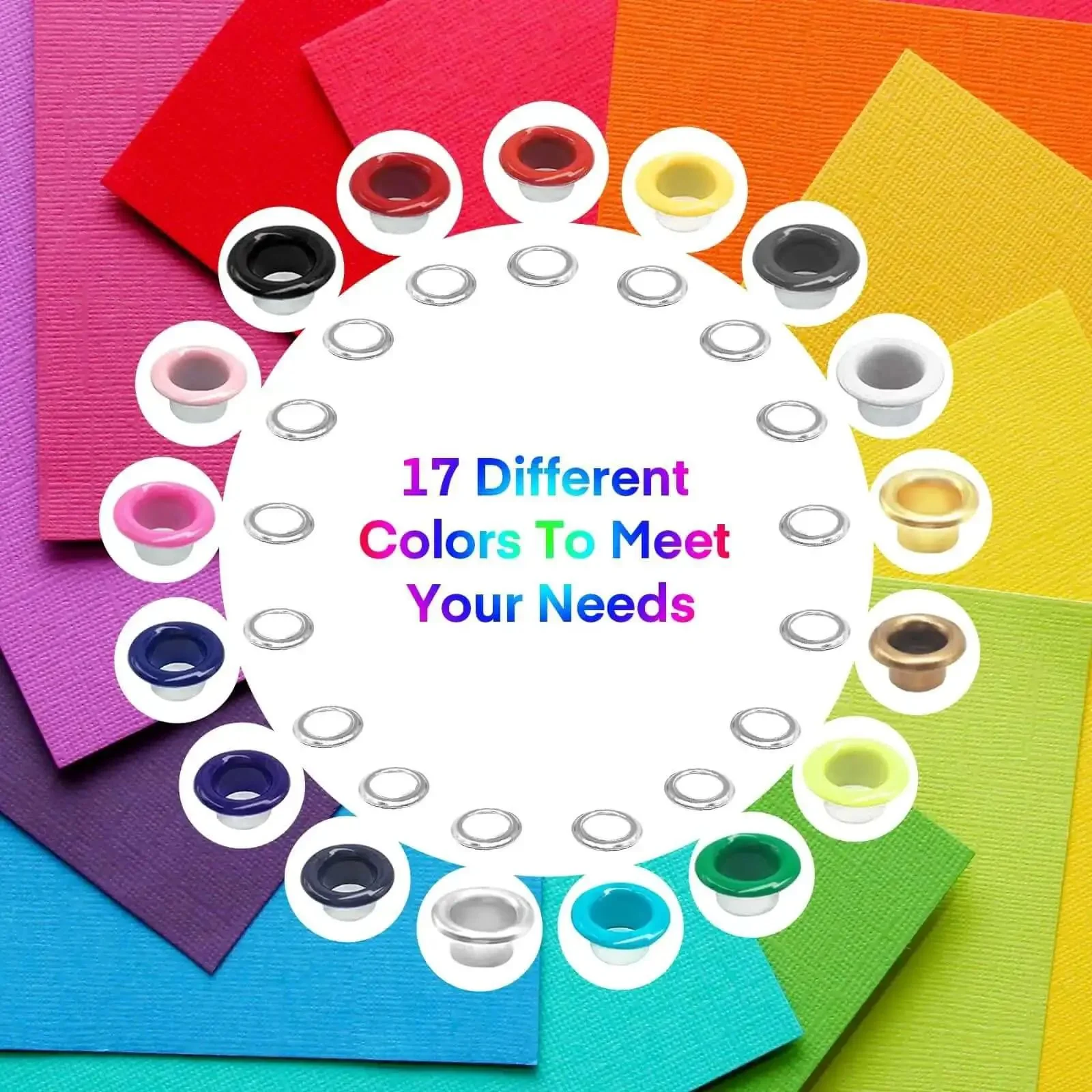 Colorful Grommet And Eyelet Kit With 680 Pieces In 17 Colors Includes Three Sixteenths Inch Metal Eyelets For Shoes Belts Clothes Bags And Crafts Plus Installation Tool Measuring Tape And Durable Storage Box For DIY Projects - Image 7