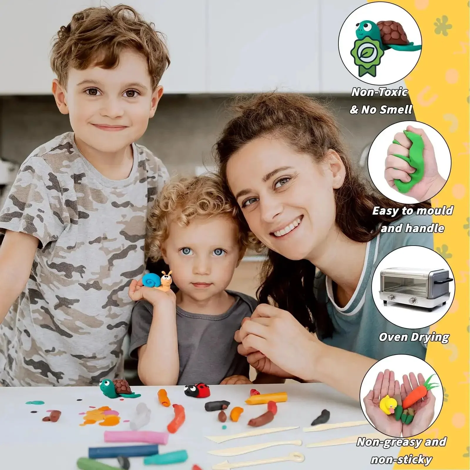 Colorful Polymer Clay Starter Kit With 120 Bright Colors Oven Baked Non Sticky Modeling Clay DIY Jewelry Making Set 20 Sculpting Tools And 18 Accessories For Beginners And Kids Kid Friendly Craft Gifts - Image 5