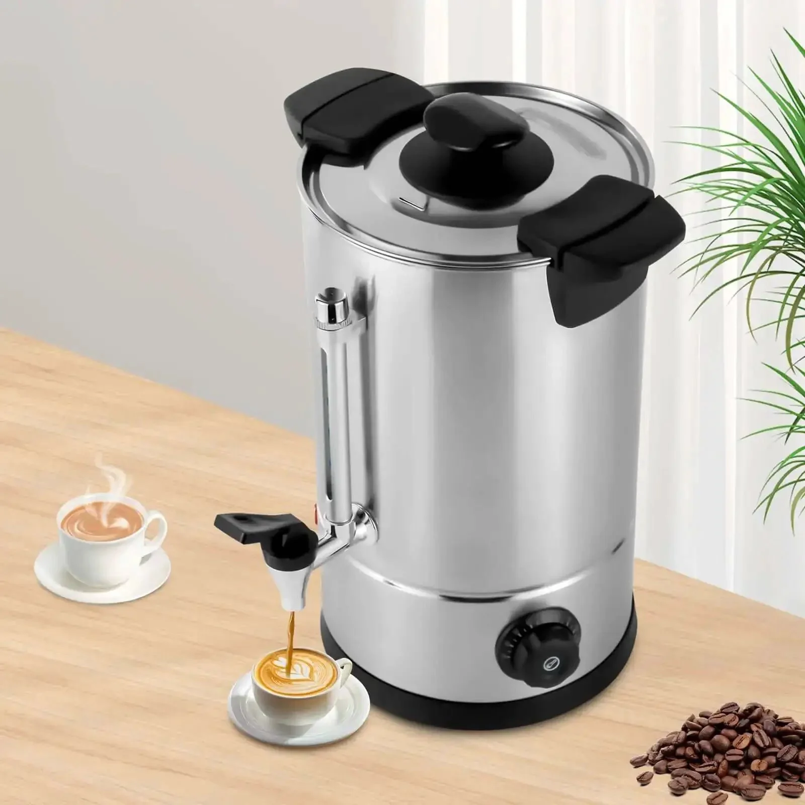 Commercial 40 Cup Coffee Urn In Stainless Steel With Automatic Temperature Control 1000W Fast Brewing For Office Parties And Buffets Large 6L Capacity Easy Pour Water Level Indicator - Image 7