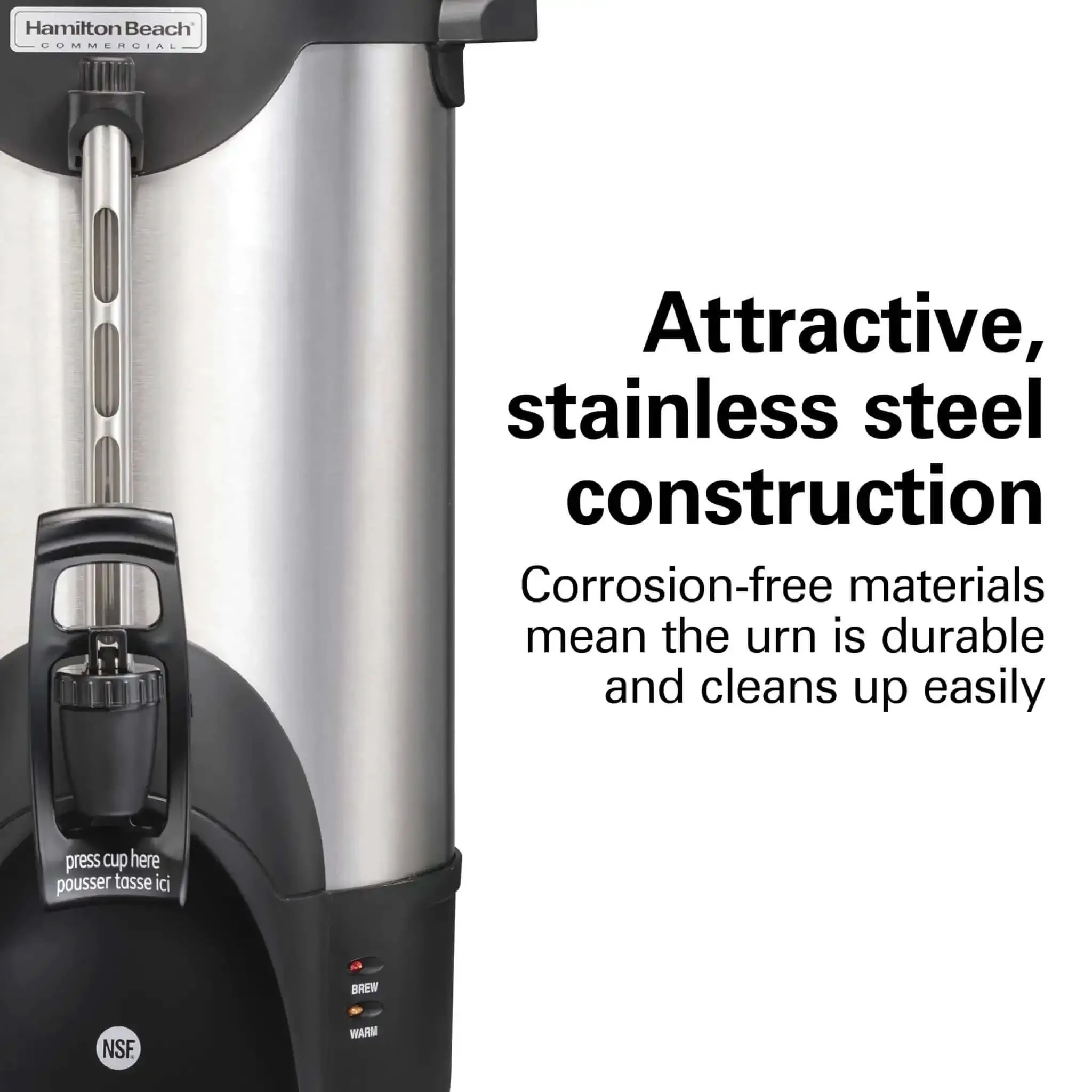 Commercial 40 Cup Stainless Steel Coffee Urn With No Touch Dispensing Double Wall Thermal Carafe 120V NSF Certified Fast One Cup Per Minute Brew For Busy Offices And Break Rooms Ready To Roll - Image 4