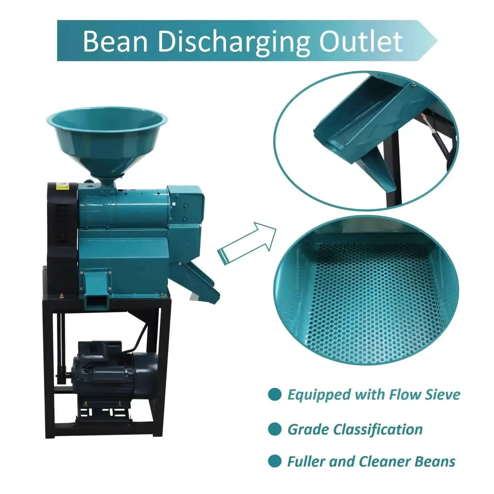 Commercial Coffee Cocoa Bean Huller And Dehuller Peeling Machine With 330 Pounds Per Hour Capacity, Speed Control And Adjustable Feed Inlet, Delivers 98 To 99 Percent Hulling From Farm To Cup, 220 Volt 2.2 Kilowatt - Image 7