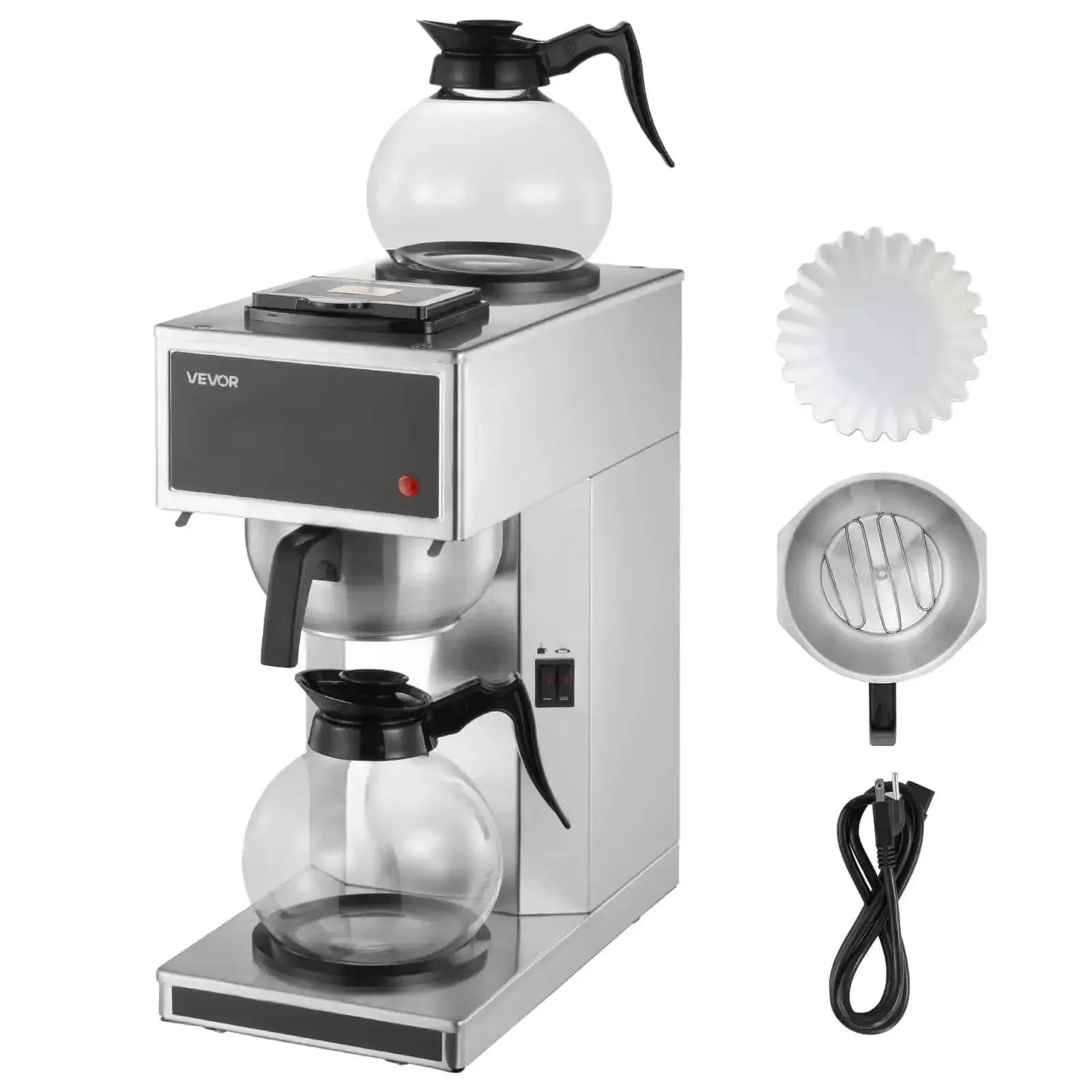Commercial Drip Coffee Maker Built For Busy Kitchens With 12 Cup Capacity Dual Warmer Plates Two Glass Carafes Stainless Steel Brew Unit Fast 6 Minute Pot Ideal For Restaurant Office Coffee Shop And Home Use