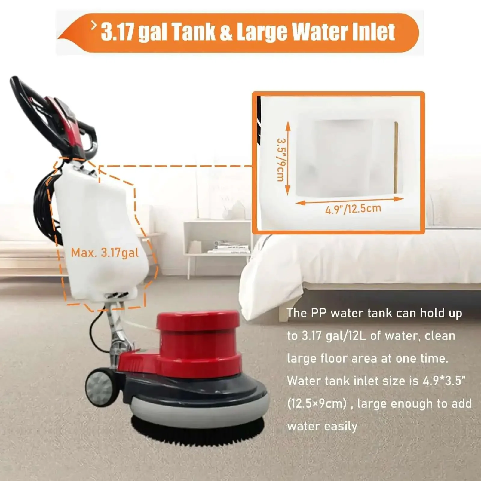 Commercial Floor Cleaning Machine 17 Inch Floor Cleaner And Polisher Industrial Scrubber Buffer With Three Changeable Brushes Hard Brush Soft Blanket Brush And Needle Tray 110V Heavy Duty Floor Scrubber - Image 2
