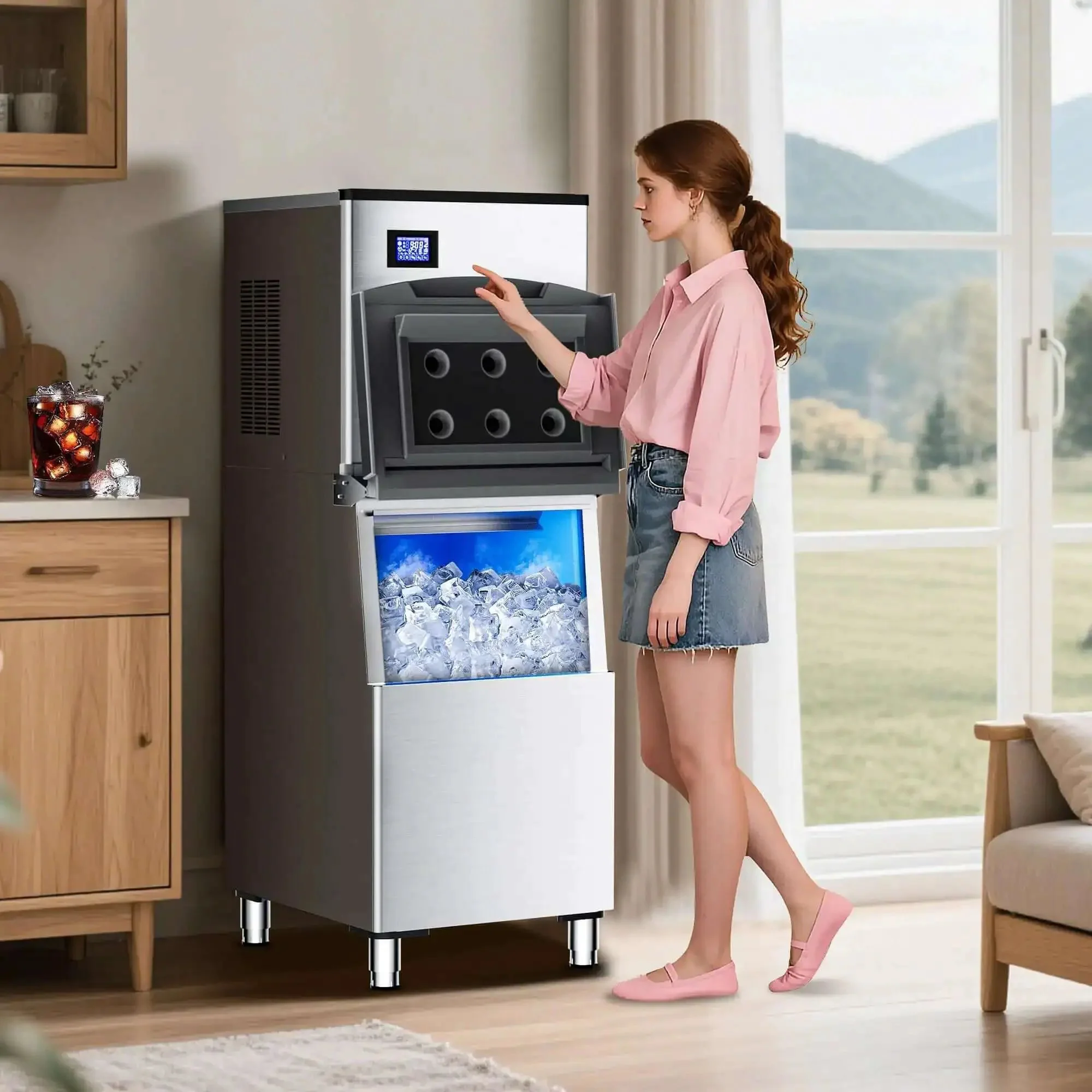 Commercial Ice Maker Machine 500 Lbs Per Day With 350 Lb Storage Bin Stainless Steel Workhorse Ice Machine 156 Ice Cubes Per Cycle Touch Screen Control Self Cleaning Ideal For Bars Restaurants Cafes - Image 4