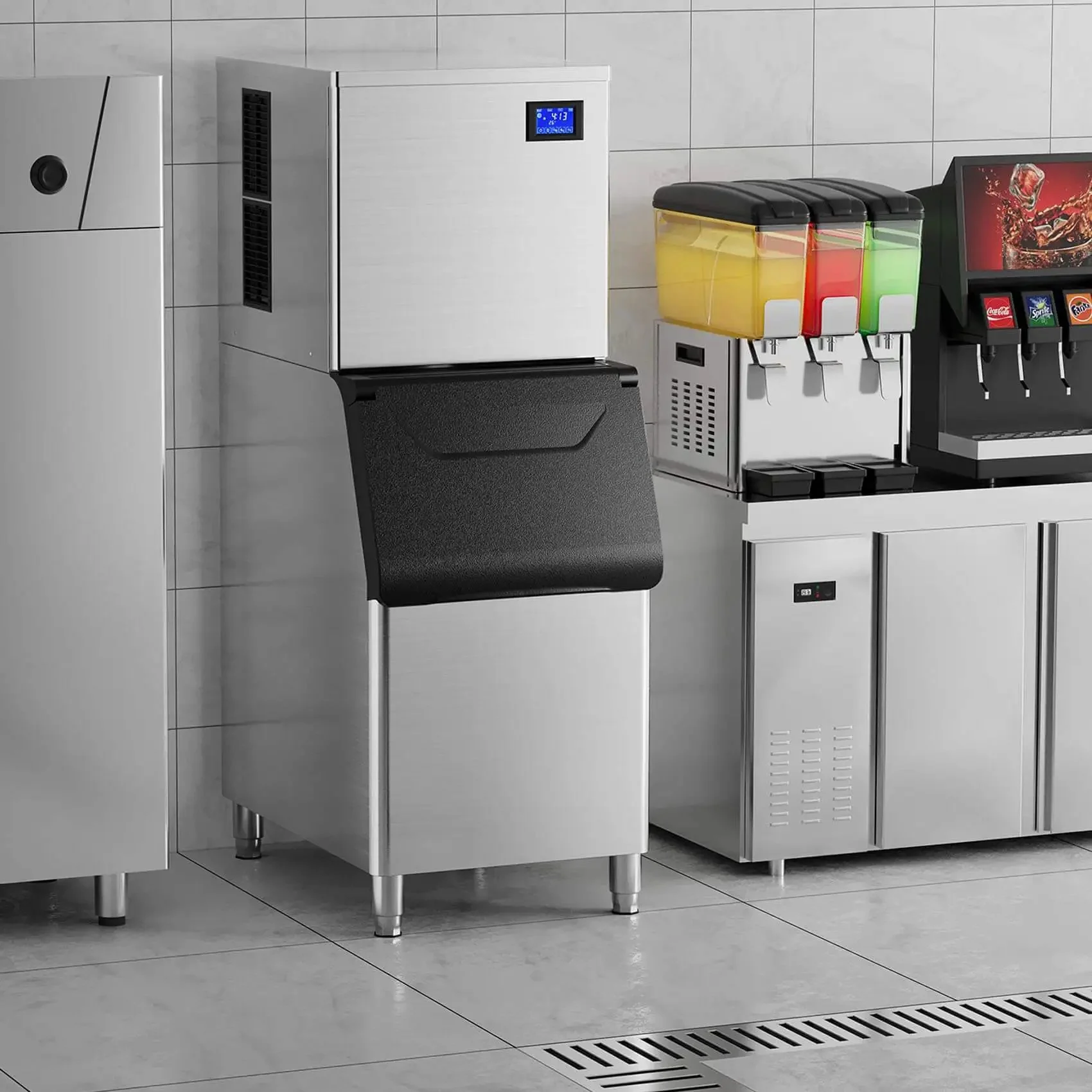 Commercial Ice Maker Machine For Restaurants And Bars Big Industrial Freestanding Stainless Steel Ice Machine That Cranks Out 550 Lbs Per Day With 400 Lbs Storage Ice Ready In 7 To 12 Minutes Clear Cube Ice Energy Efficient Copper Compressor - Image 3