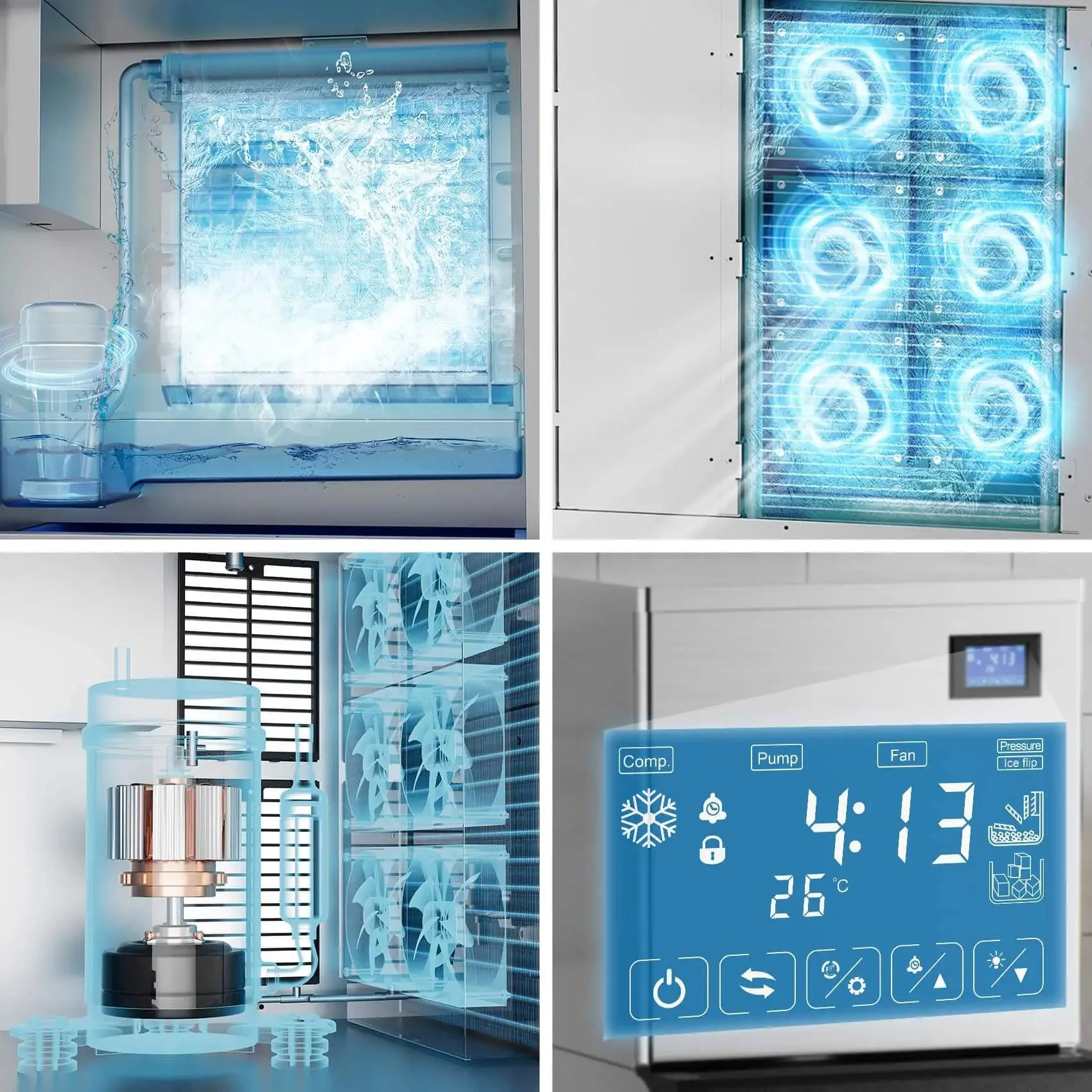 Commercial Ice Maker Machine For Restaurants And Bars Big Industrial Freestanding Stainless Steel Ice Machine That Cranks Out 550 Lbs Per Day With 400 Lbs Storage Ice Ready In 7 To 12 Minutes Clear Cube Ice Energy Efficient Copper Compressor - Image 4