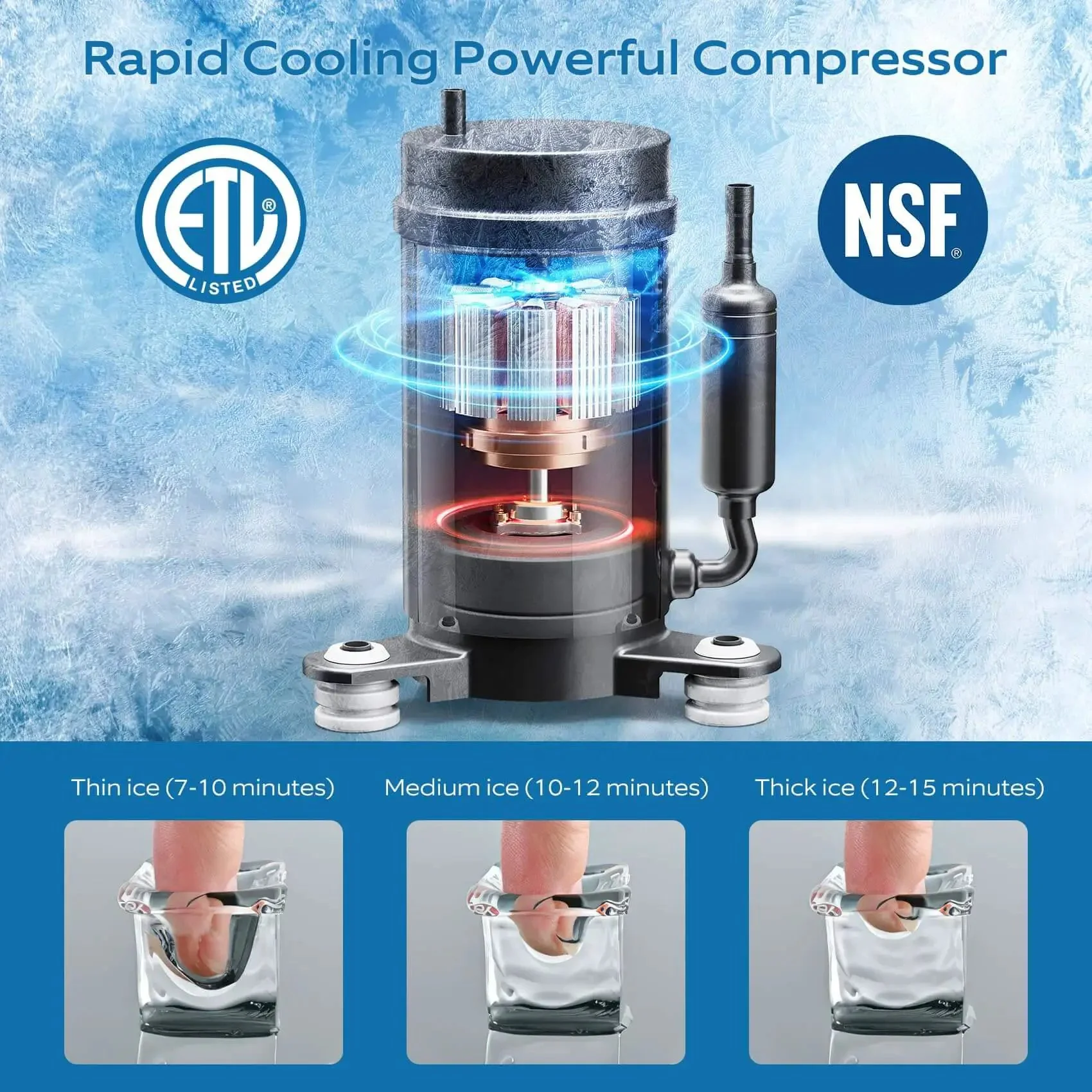 Commercial Ice Maker Machine For Restaurants And Bars Big Industrial Freestanding Stainless Steel Ice Machine That Cranks Out 550 Lbs Per Day With 400 Lbs Storage Ice Ready In 7 To 12 Minutes Clear Cube Ice Energy Efficient Copper Compressor - Image 7