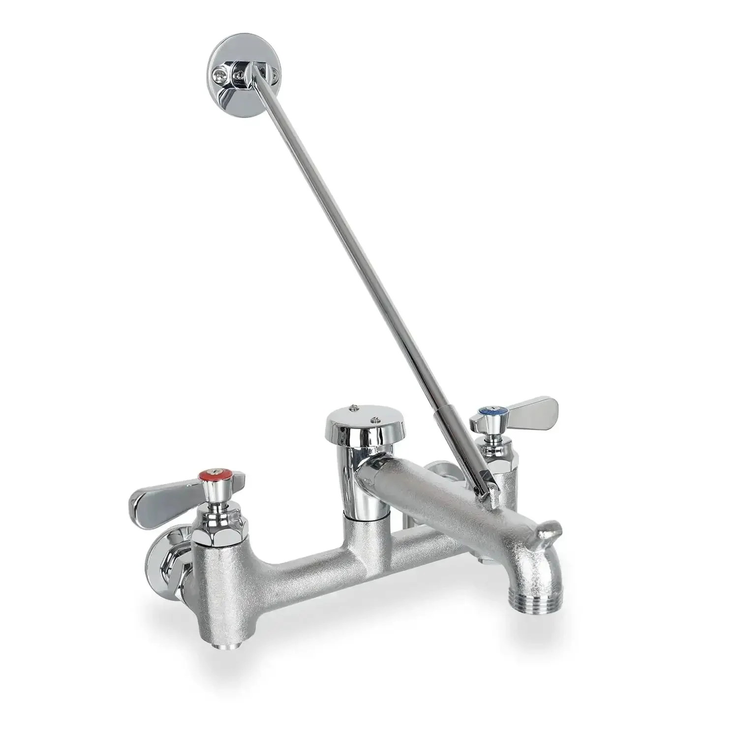Commercial Mop Sink Faucet With Vacuum Breaker, Wall Mount Utility Sink Faucet, 8 Inch Adjustable Center, Pail Hook, Built Tough Brass, Durable Mop Sink Faucet For Restaurant Garage Industrial Use