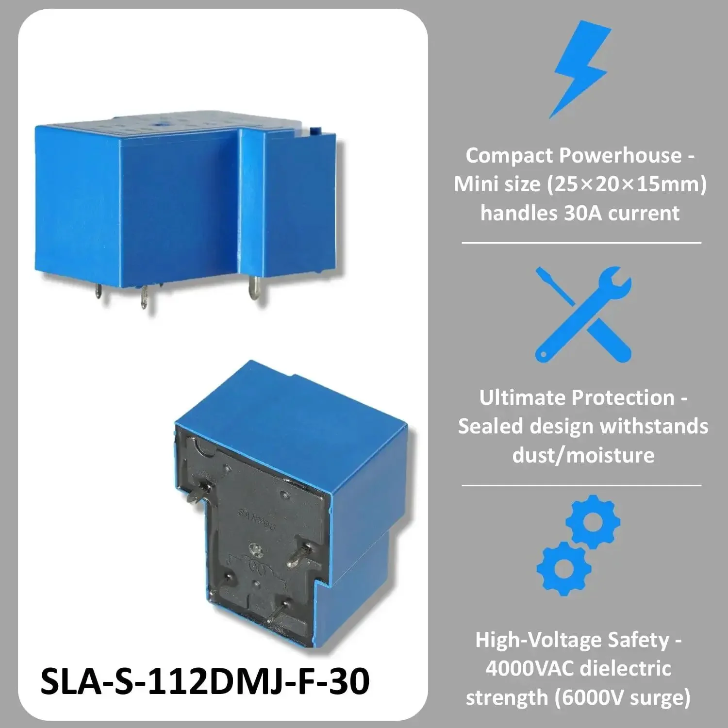 Compact 12V DC General Purpose Relay With 30A NO Switching, Four Pin Coil, Sealed Design For Tough Everyday Builds, Form A Contact, High Dielectric Strength, Ideal For Industrial Controls, Automotive, And DIY Projects - Image 8