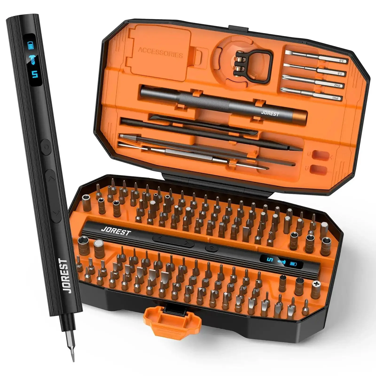 Compact 155 In 1 Mini Electric Screwdriver Cordless Set With 5 Adjustable Torque Levels Up To 0.75Nm Magnetic Repair Tool Kit For iPhone, PC, Laptop, PS4, PS5, Xbox And Smart Watches A Dope Gift For Men And All The Tech Heads