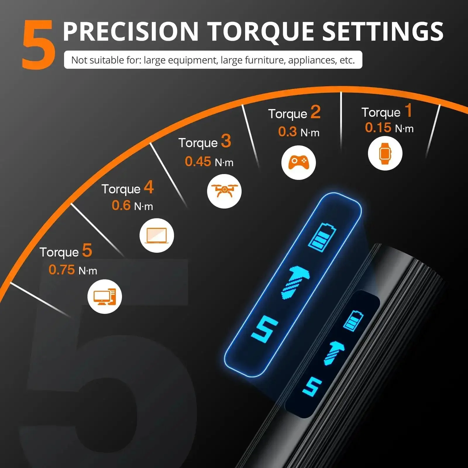 Compact 155 In 1 Mini Electric Screwdriver Cordless Set With 5 Adjustable Torque Levels Up To 0.75Nm Magnetic Repair Tool Kit For iPhone, PC, Laptop, PS4, PS5, Xbox And Smart Watches A Dope Gift For Men And All The Tech Heads - Image 3