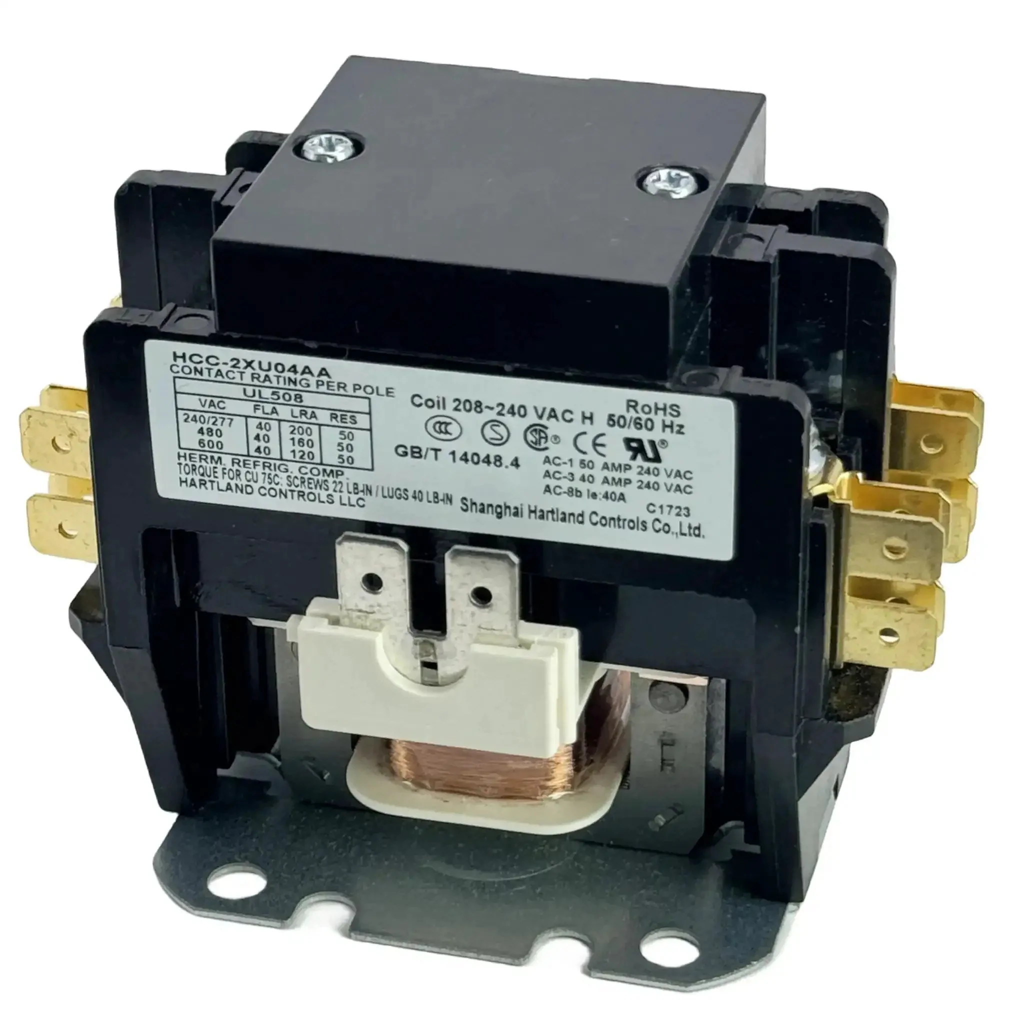 Compact 208V-240V 40A DPST Contactor For HVAC And Commercial Appliances, 50-60Hz Bipolar AC Relay, Ideal For Air Conditioning, Refrigeration, Food Processing, Kitchen Equipment, Home Use, Go-To Lightweight And Budget-Friendly
