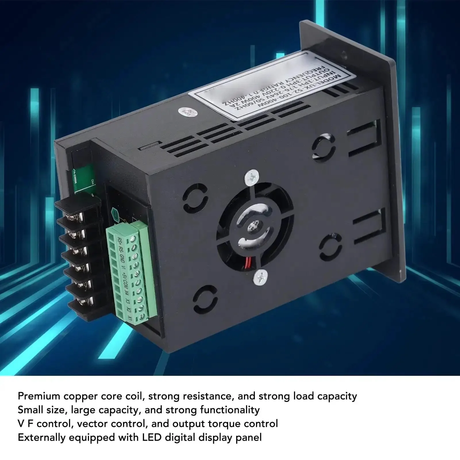 Compact 400W Variable Frequency Drive Inverter With Plug And Play For 110V Single Phase To 3 Phase 0 To 220V Output 176 To 264V Input With LED Digital Display Wide Range Motor Controller For Fans Pumps Machinery CNC Tools Automated Equipment - Image 7