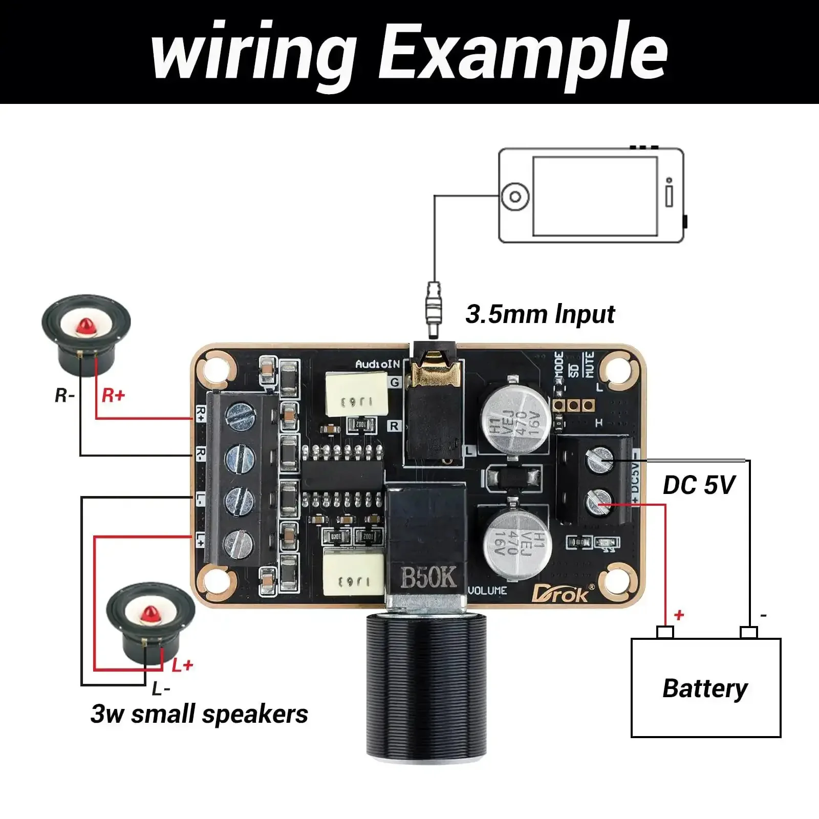 Compact 5W Per Channel 5W Plus 5W PAM8406 Stereo Audio Amplifier Board For 5V Supply Class D Dual Channel Power Amp Module For DIY Speaker System And Home Audio Projects Plug And Play And Clean Sound Quality - Image 8