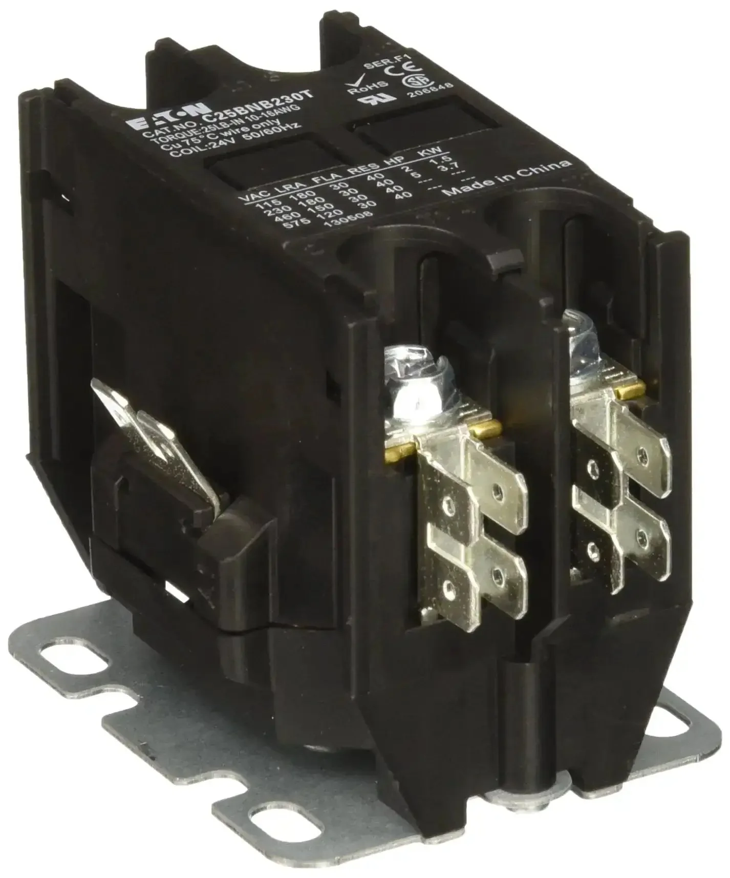 Compact Definite Purpose Contactor With 24VAC Coil 30A Inductive Rating 2 HP At 115V And 5 HP At 230V DPST NO DB Contacts 690V Insulation Screw Quick Connect Terminals Industrial Grade Workhorse