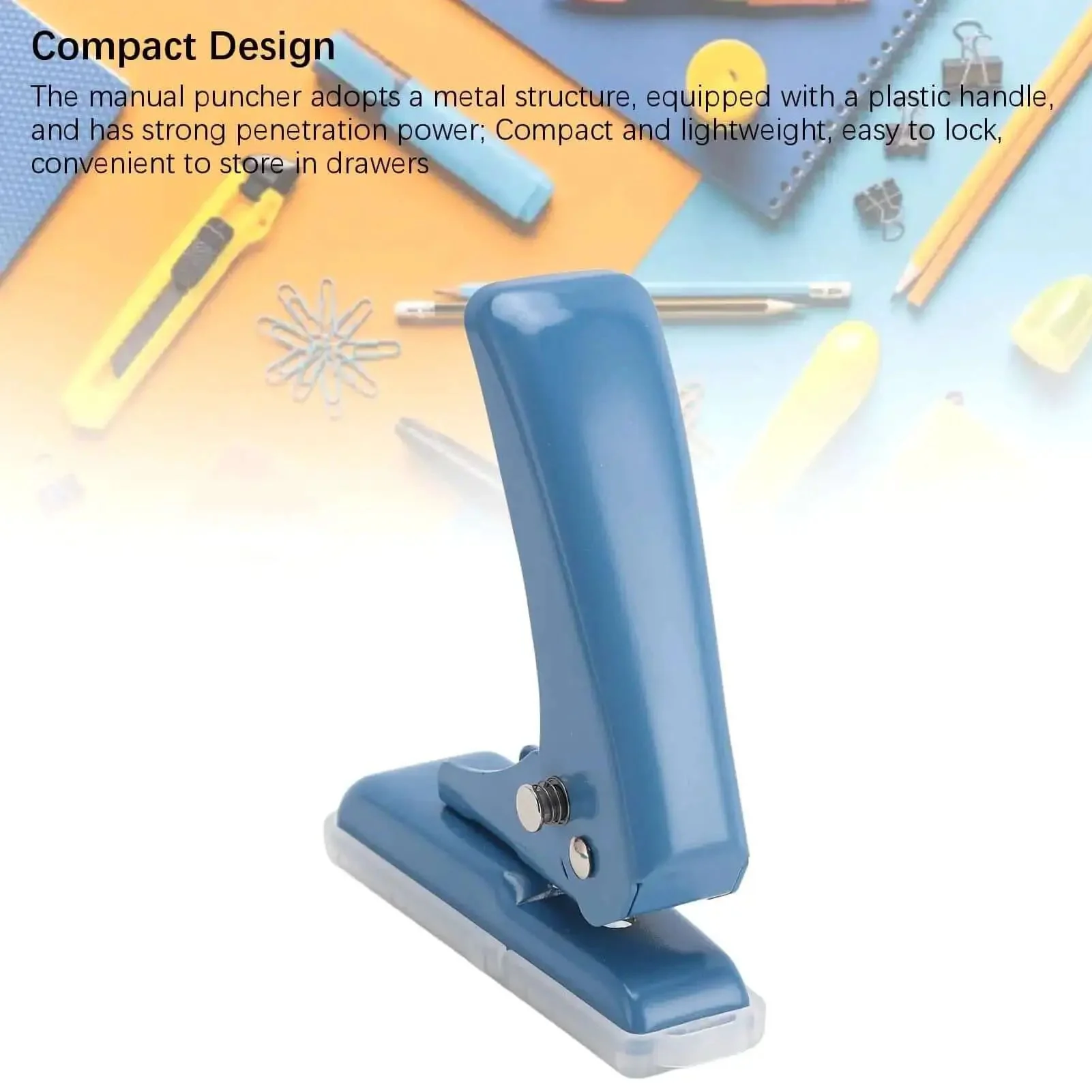 Compact Five Point Five Millimeter Hole Puncher Built Tough Metal Handheld Punch For Paper Cards Crafts 40 Sheet Capacity With Non Slip Movable Paper Scraps Box Lightweight Easy Grip For Home Office School Projects - Image 9