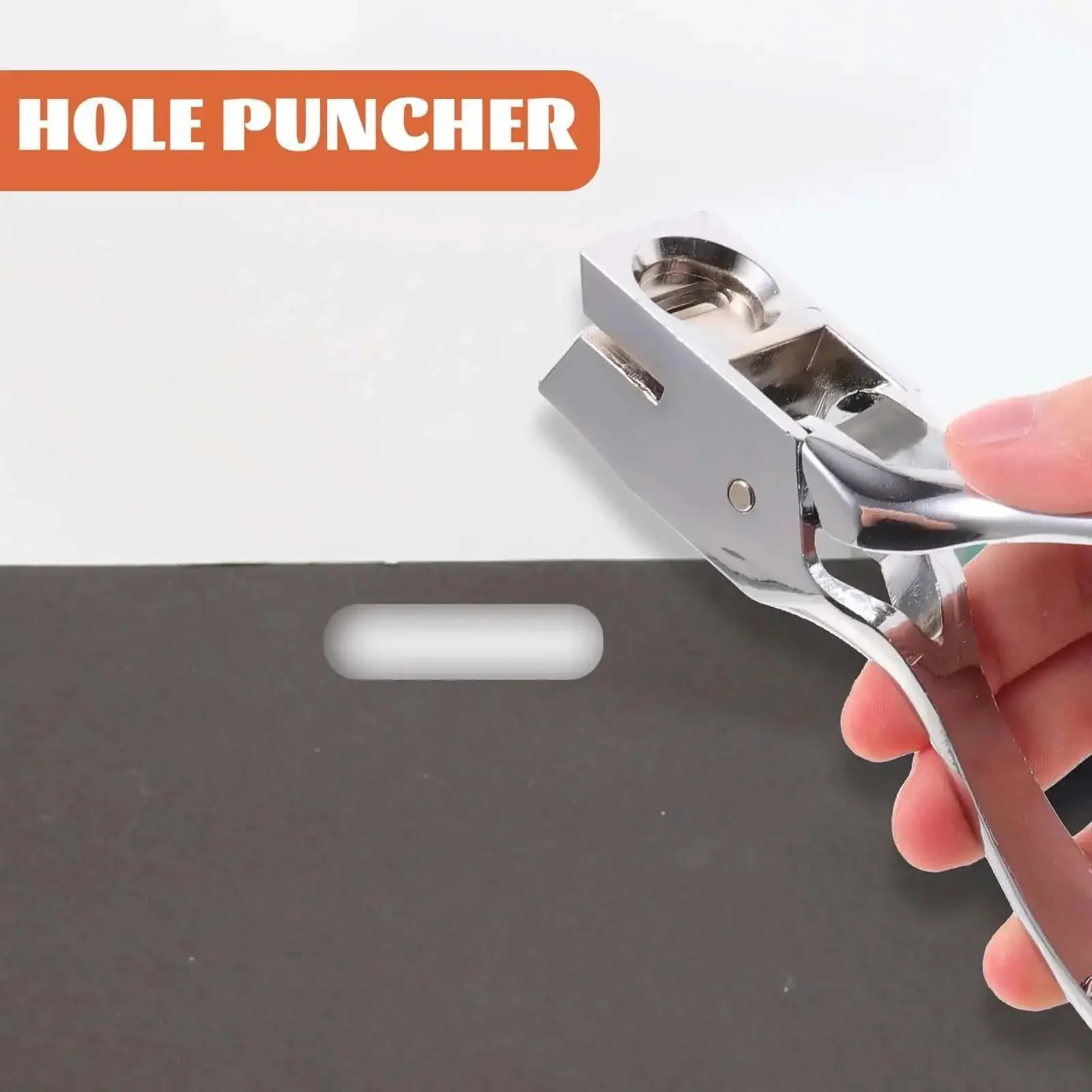 Compact Manual Oval Hole Puncher For IDs And Office Paper, Rugged Metal Single Hole Punch Tool, Punches Up To Eight Sheets, A Real Desk Side Workhorse For Office, School And Craft Projects - Image 8