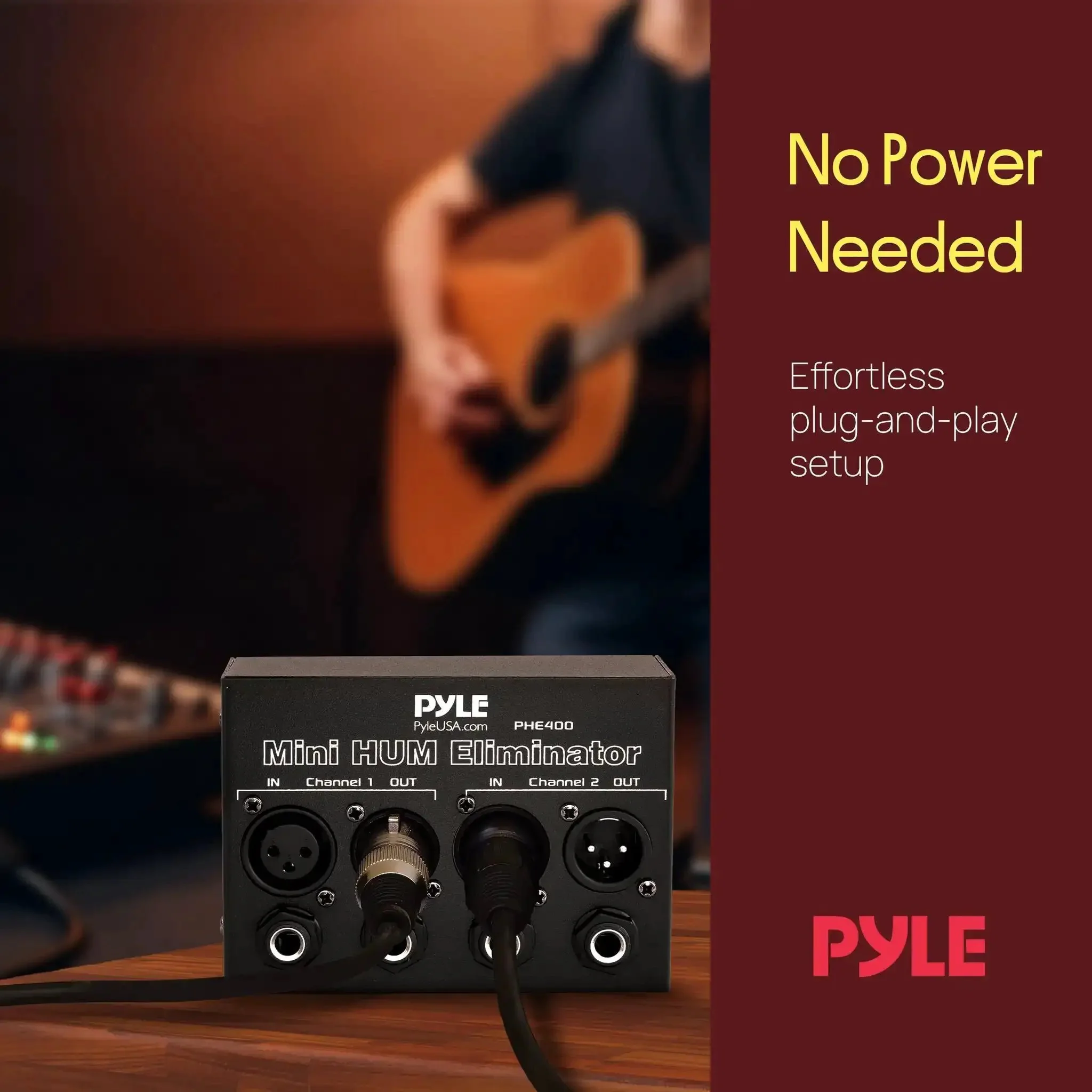 Compact Mini Hum Eliminator Box for Audio Gear, 2 Channel Passive Ground Loop Isolator, Noise Filter and AC Buzz Destroyer, Hum Killer With One Quarter Inch TRS and XLR Input Output, One To One Isolation Transformer for Studio and Live Rigs - Image 2