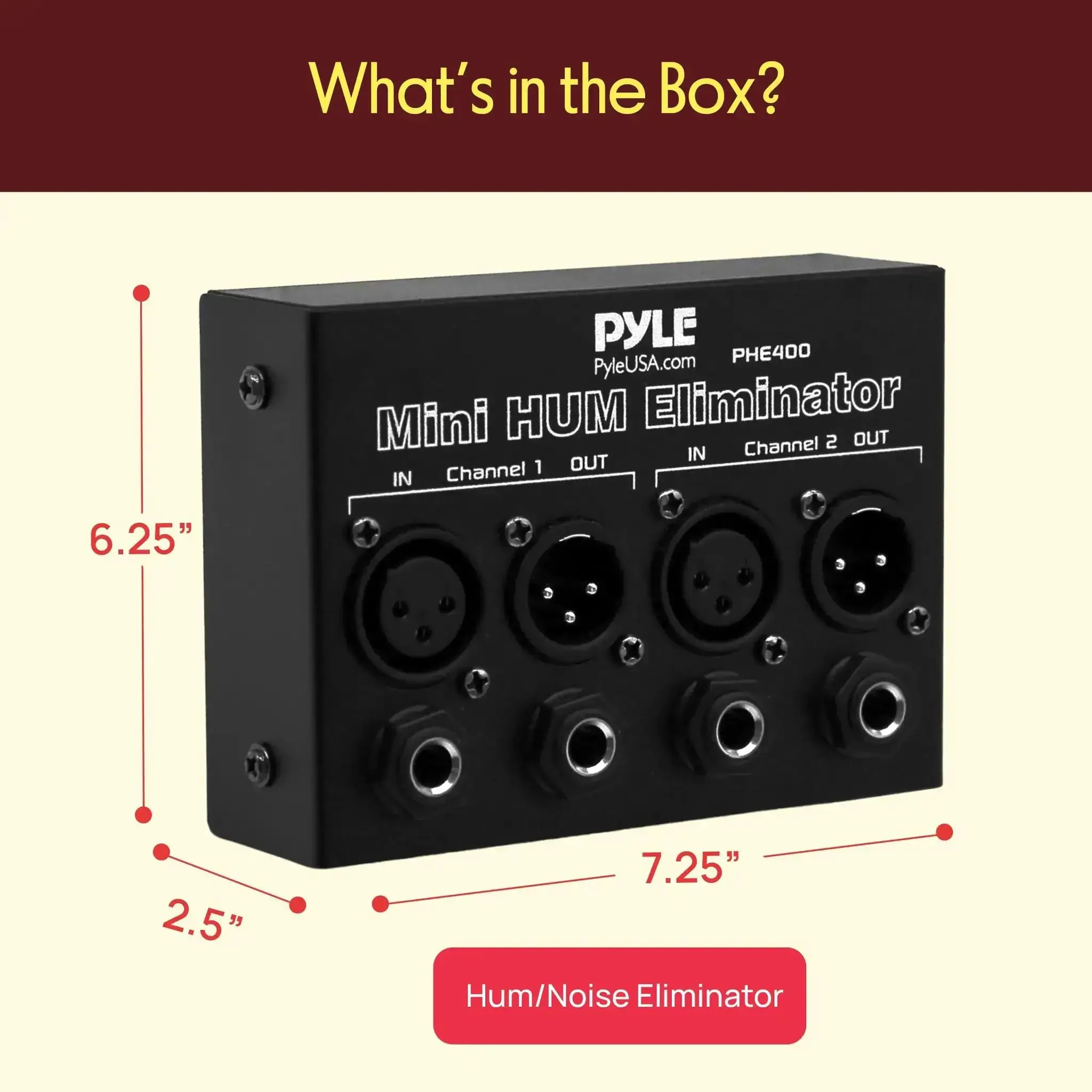 Compact Mini Hum Eliminator Box for Audio Gear, 2 Channel Passive Ground Loop Isolator, Noise Filter and AC Buzz Destroyer, Hum Killer With One Quarter Inch TRS and XLR Input Output, One To One Isolation Transformer for Studio and Live Rigs - Image 7