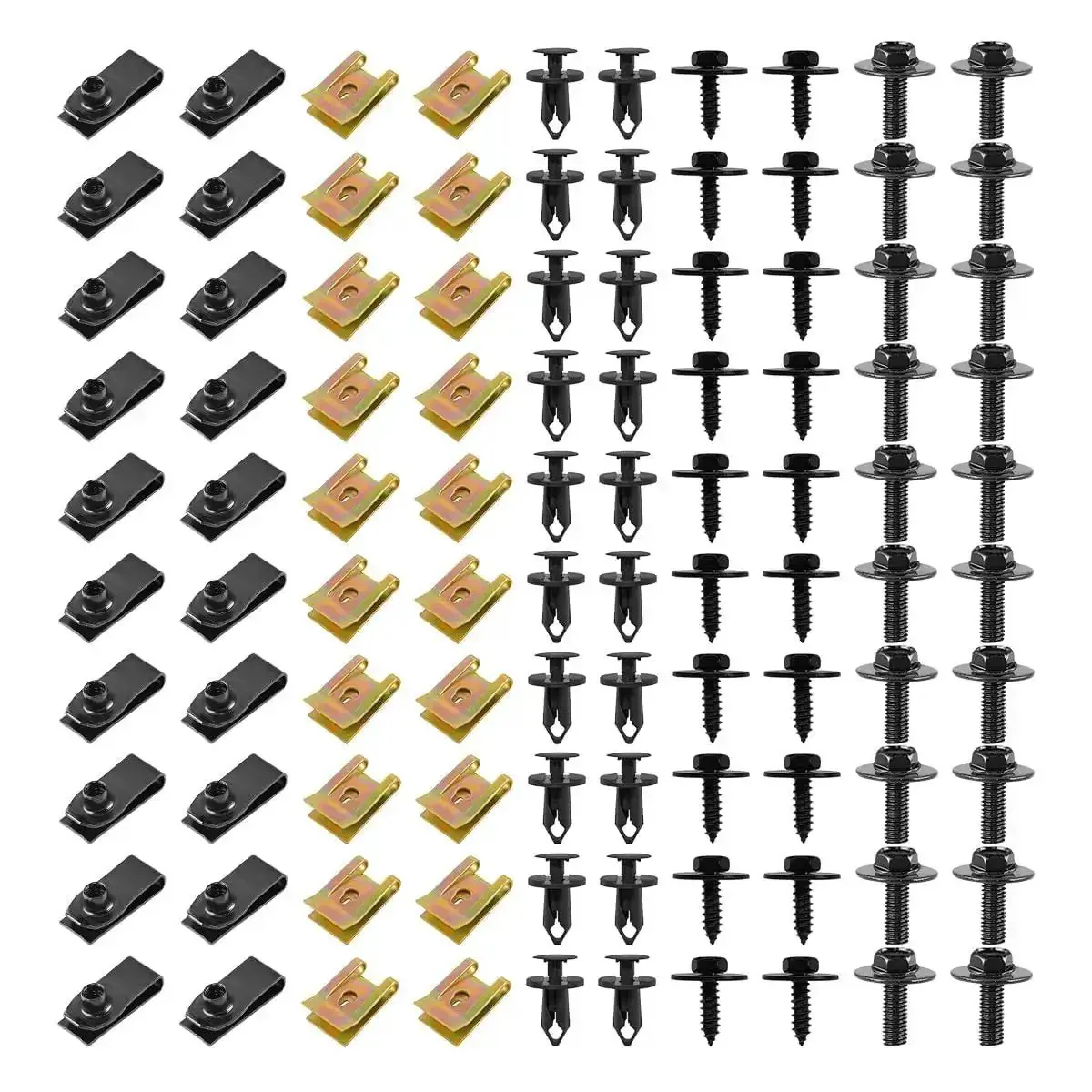 Complete Car Body Fasteners Kit With Screws Bolts Push Rivets And Clips For Under Cover Splash Shield Replacement Durable Plastic Retainer Clips U Nuts Body Bolts And Hardware Set For Easy DIY Car Repairs