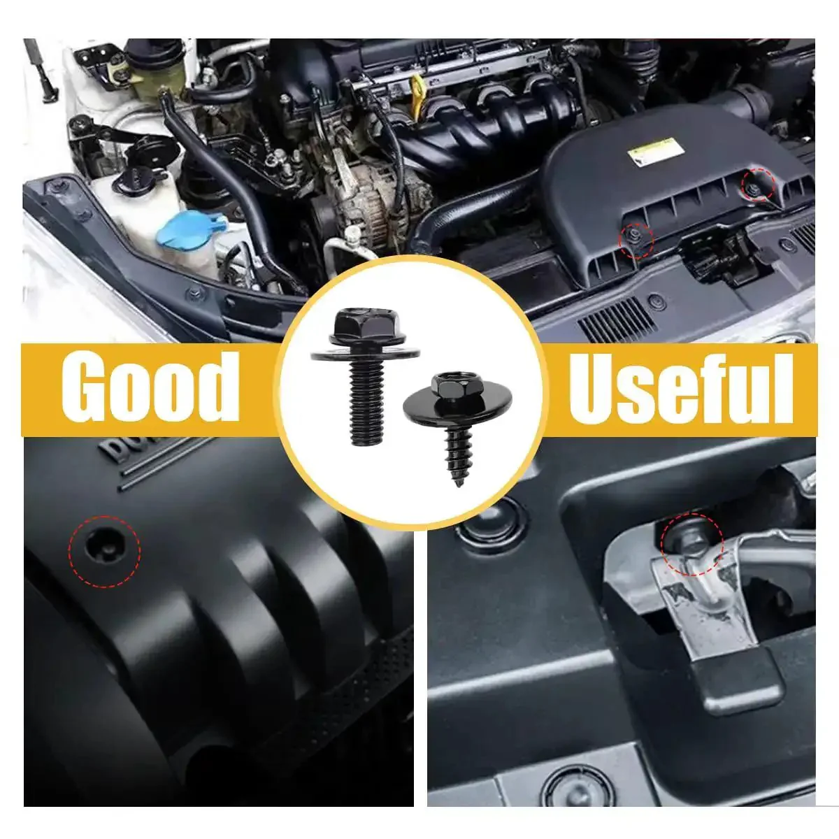 Complete Car Body Fasteners Kit With Screws Bolts Push Rivets And Clips For Under Cover Splash Shield Replacement Durable Plastic Retainer Clips U Nuts Body Bolts And Hardware Set For Easy DIY Car Repairs - Image 2