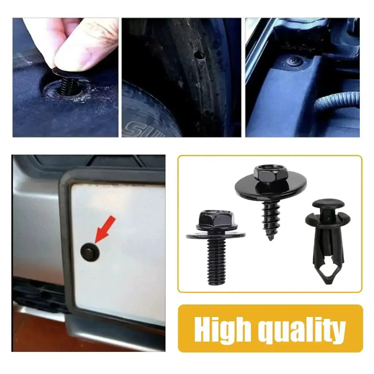 Complete Car Body Fasteners Kit With Screws Bolts Push Rivets And Clips For Under Cover Splash Shield Replacement Durable Plastic Retainer Clips U Nuts Body Bolts And Hardware Set For Easy DIY Car Repairs - Image 5