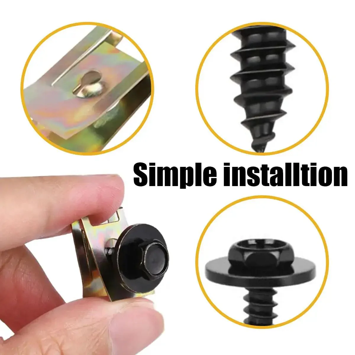 Complete Car Body Fasteners Kit With Screws Bolts Push Rivets And Clips For Under Cover Splash Shield Replacement Durable Plastic Retainer Clips U Nuts Body Bolts And Hardware Set For Easy DIY Car Repairs - Image 7