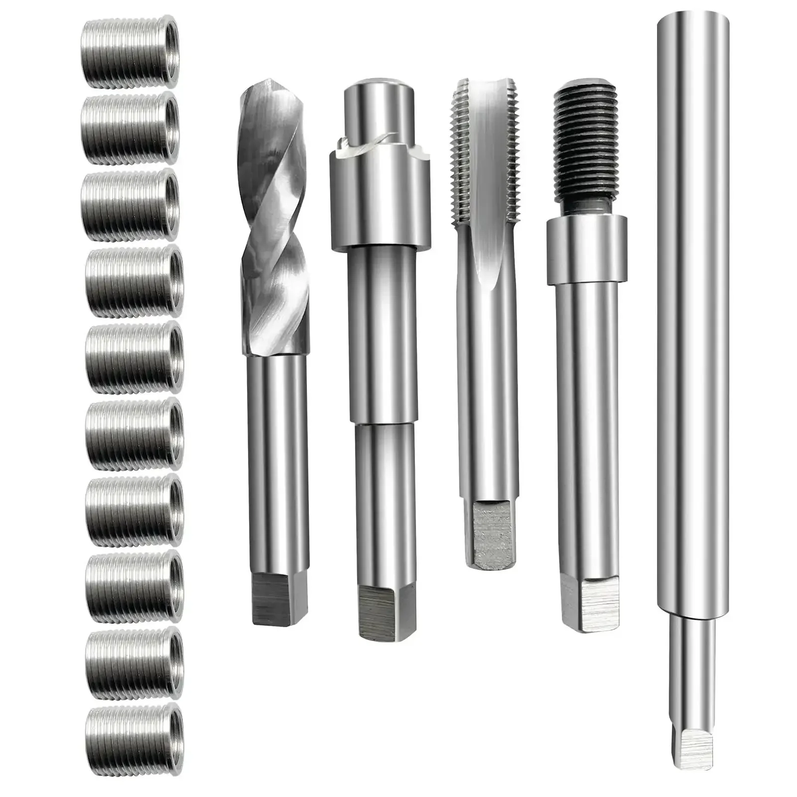 Complete M14x1.25 Thread Repair Kit With 150mm Extension Rod 10 Stainless Steel Inserts Deep Spark Plug Thread Repair For Car Engines Easy Insertion Minimal Disassembly Fix Lost Threads And Keep Your Ride Rolling