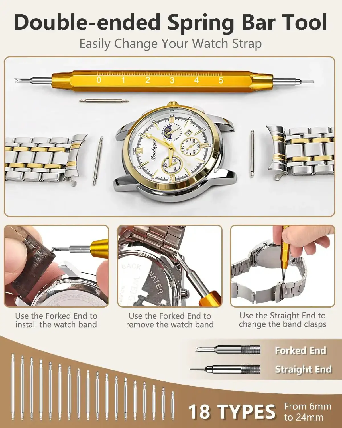 Complete Watch Repair Kit With Link Removal Tool And Case Opener For Battery Replacement And Strap Adjustment, Spring Bar Tool, Manual Included, DIY Friendly Pro Grade Set - Image 5