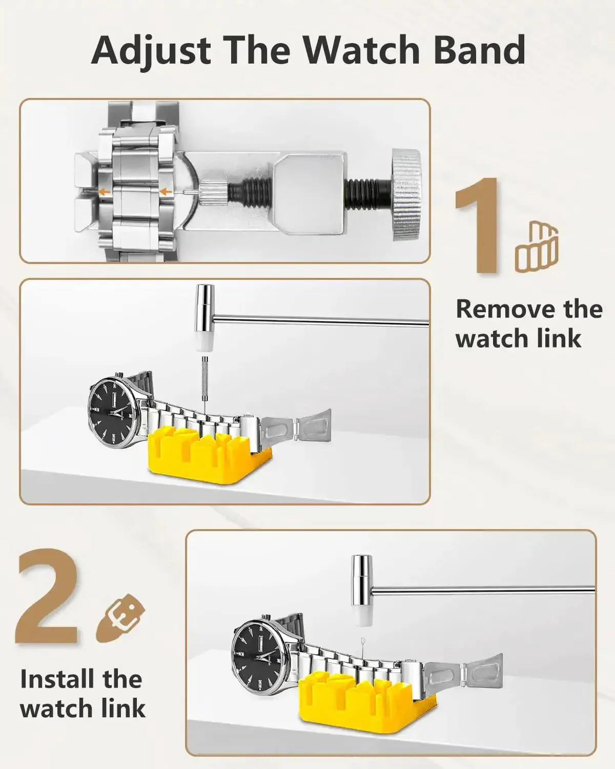 Complete Watch Repair Kit With Link Removal Tool And Case Opener For Battery Replacement And Strap Adjustment, Spring Bar Tool, Manual Included, DIY Friendly Pro Grade Set - Image 6