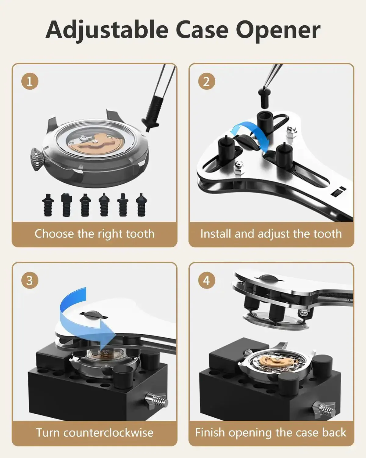 Complete Watch Repair Kit With Link Removal Tool And Case Opener For Battery Replacement And Strap Adjustment, Spring Bar Tool, Manual Included, DIY Friendly Pro Grade Set - Image 8