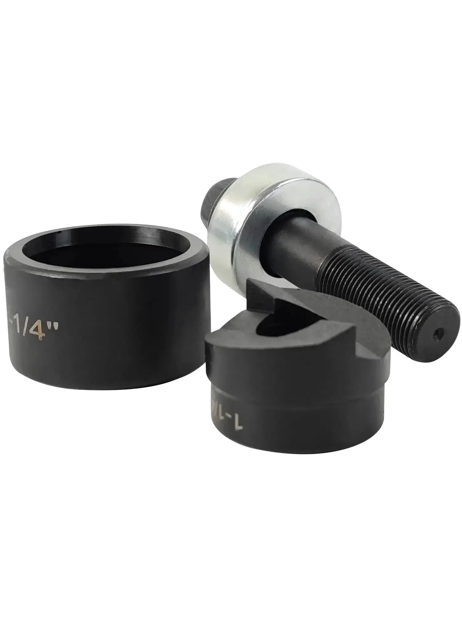 Conduit Knockout Punch Kit With Manual Draw Stud Delivers One And A Quarter Inch Conduit Hole To A Real One Point Seven Inch Opening, Built Tough For Mild Steel Up To Ten Gauge And Soft Metals Like Brass Copper Aluminum, Use With Ratchet Wrench Or
