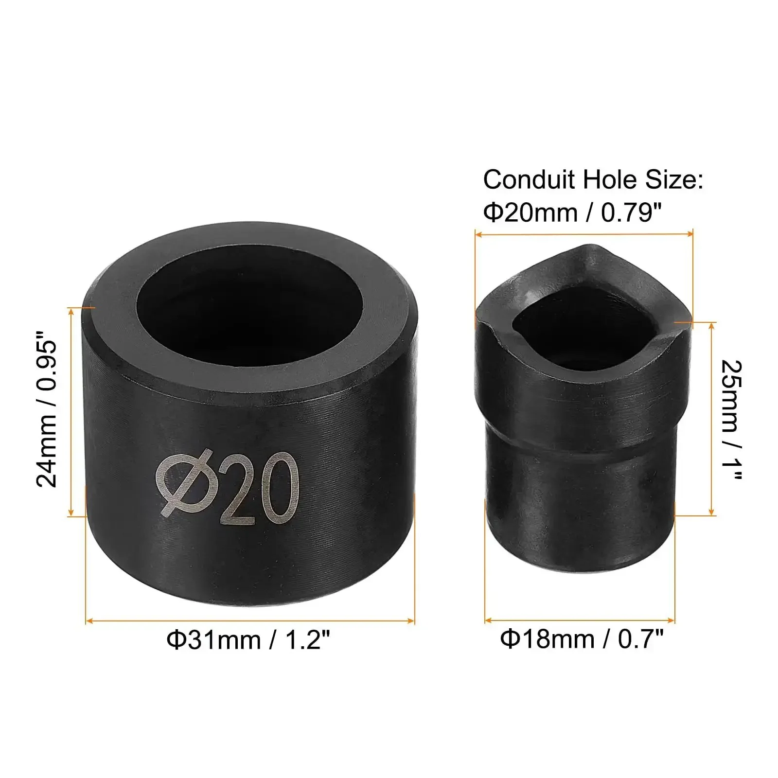 Conduit Punch and Die Set for Hydraulic Knockout Driver, 20mm Hole Cutter in Chrome Steel, Heavy Duty Manual Knockout Tool with 31mm Lower Die, 18mm Upper Die, 25mm Upper Die, 0.79 Inch Hole Capacity for Fast, Clean Conduit Cuts - Image 5