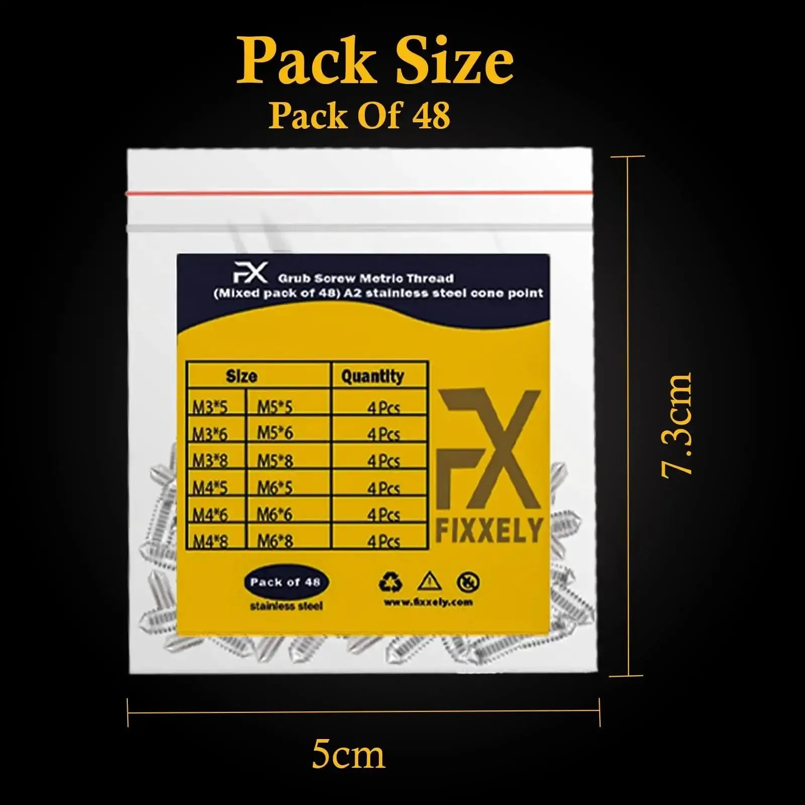 Cone Point Set Screws Kit, 48 Pcs M3 To M6 Hex Head Grub Screws In 304 Stainless Steel, Assorted Sizes For Home Fixes, Bathroom Fixtures, And DIY Projects, Durable, Corrosion Resistant, Easy To Use - Image 2